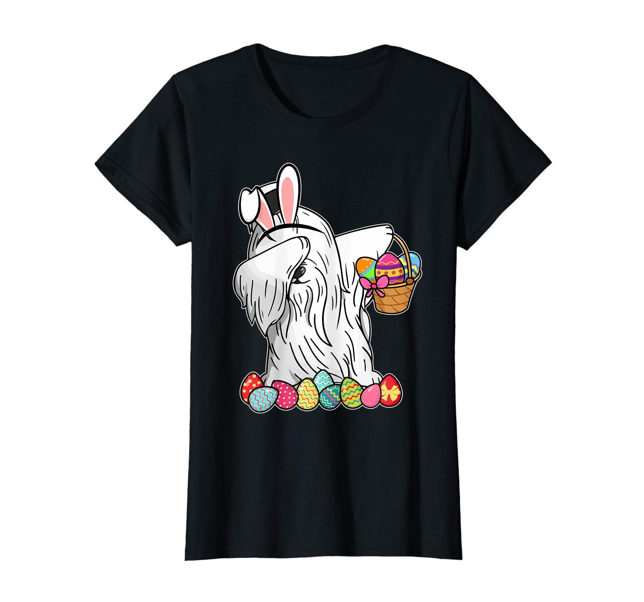 Maltese Dab Dabbing Dressed Easter Bunny Egg Basket T-Shirt