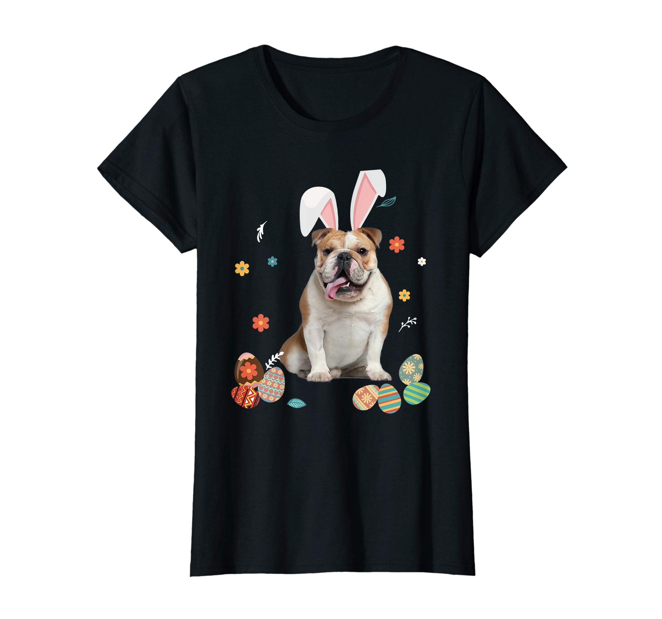 Bulldog Bunny Rabbit Happy Easter Day T-Shirt