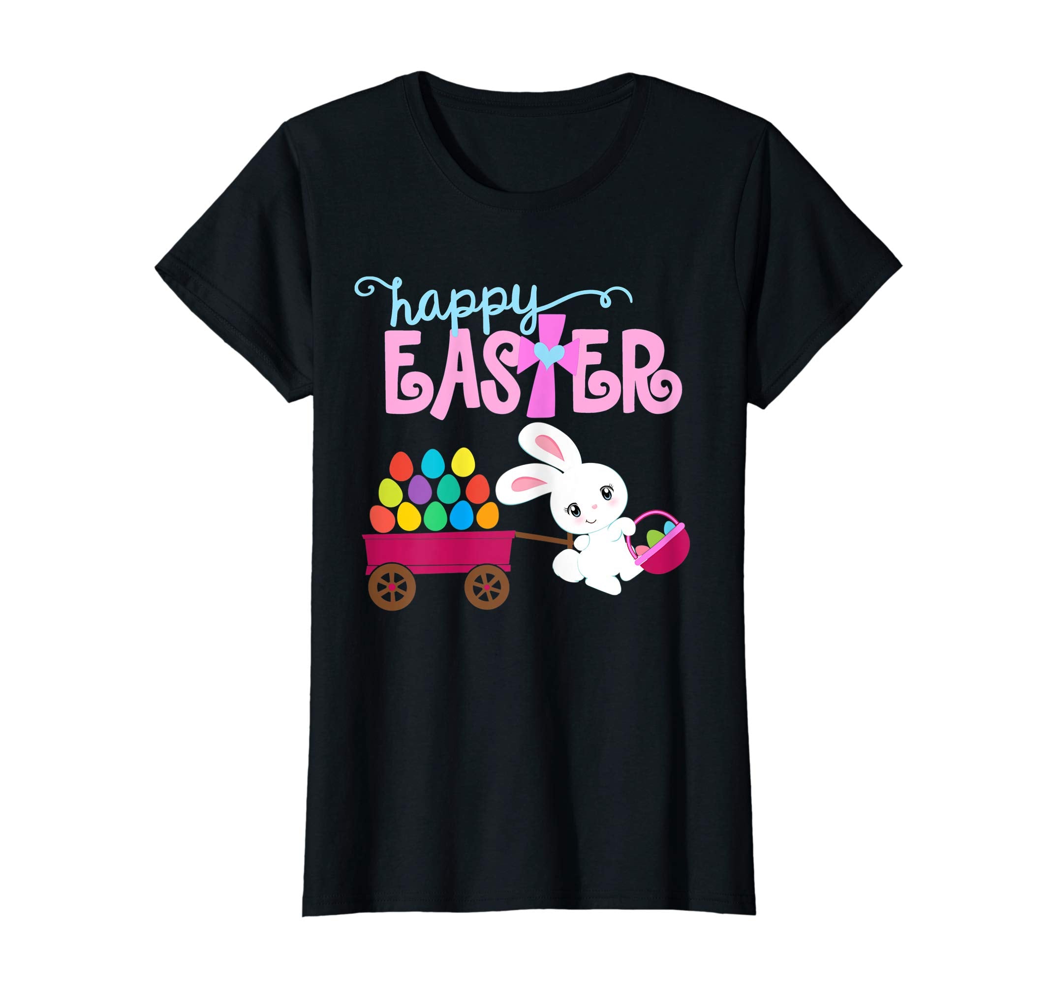 HAPPY EASTER Bunny Egg Hunt Christian Shirt Girls Women Kids