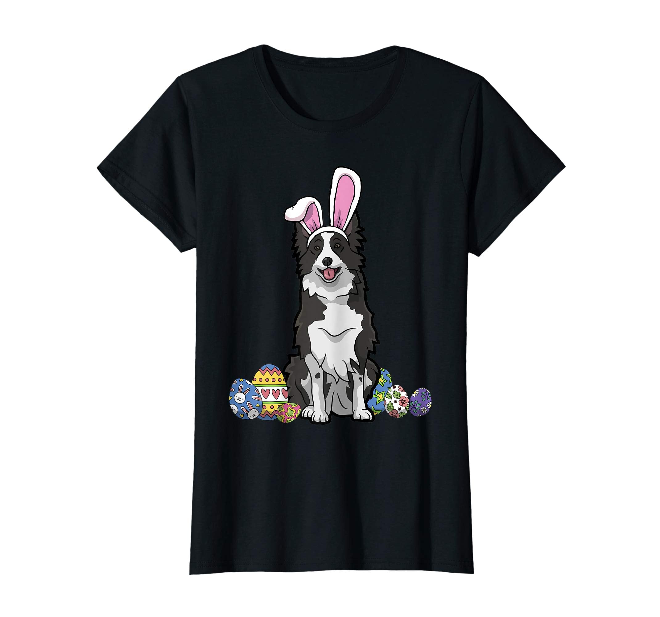 Border Collie Dabbing With Easter Bunny Rabbit Ears T-Shirt