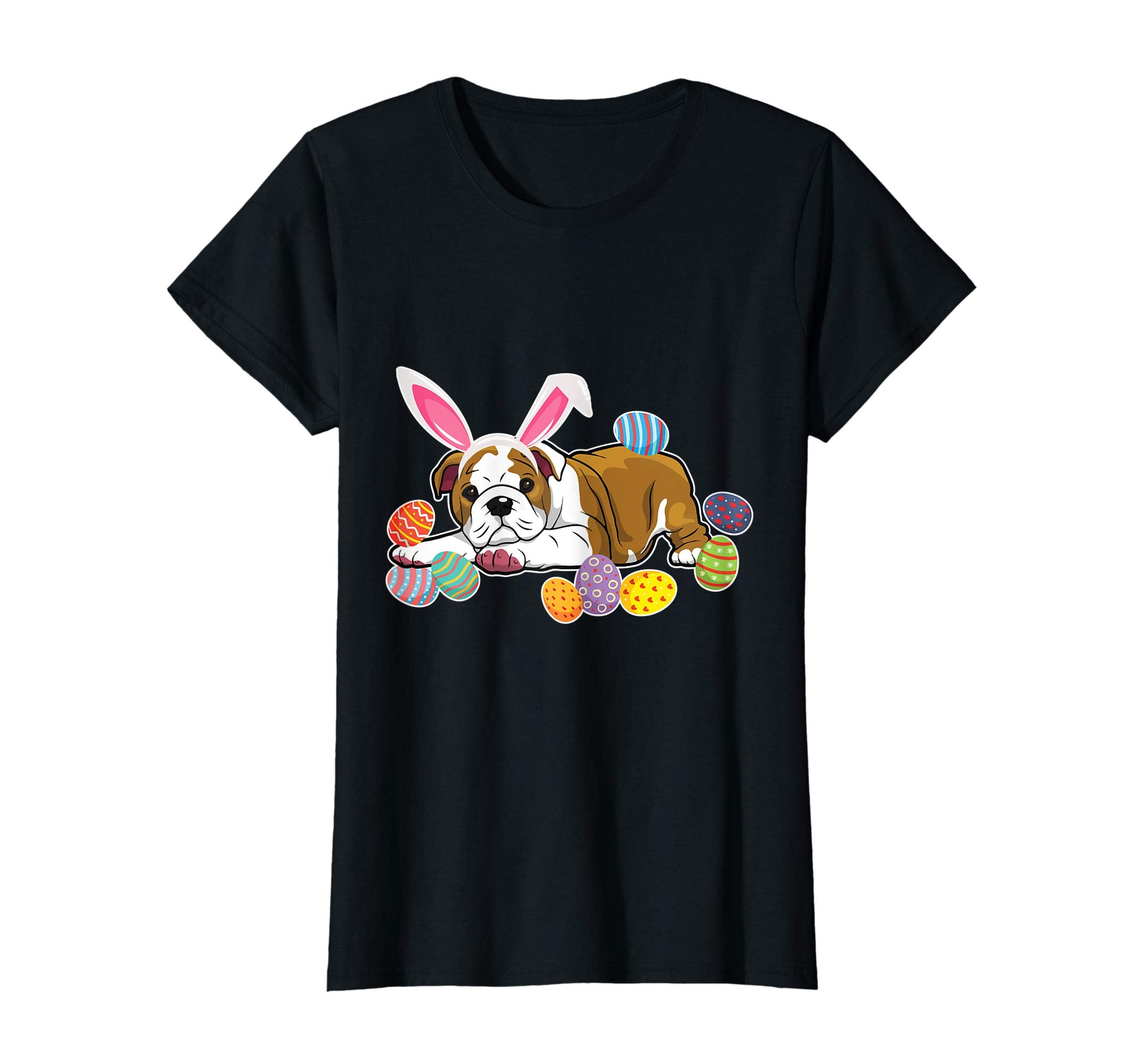Bull Dog With Bunny Rabbit Hat Easter Eggs Happy Day Shirt