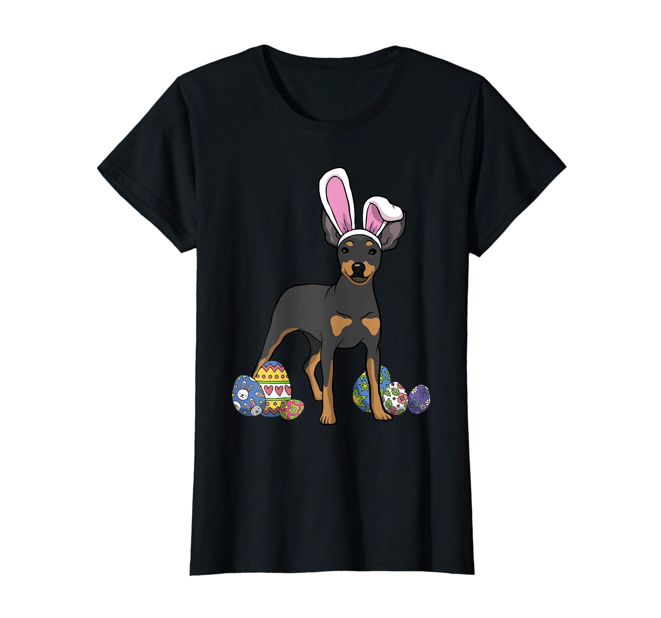 Miniature Pinscher Dressed As Easter Bunny Rabbit Ears Shirt