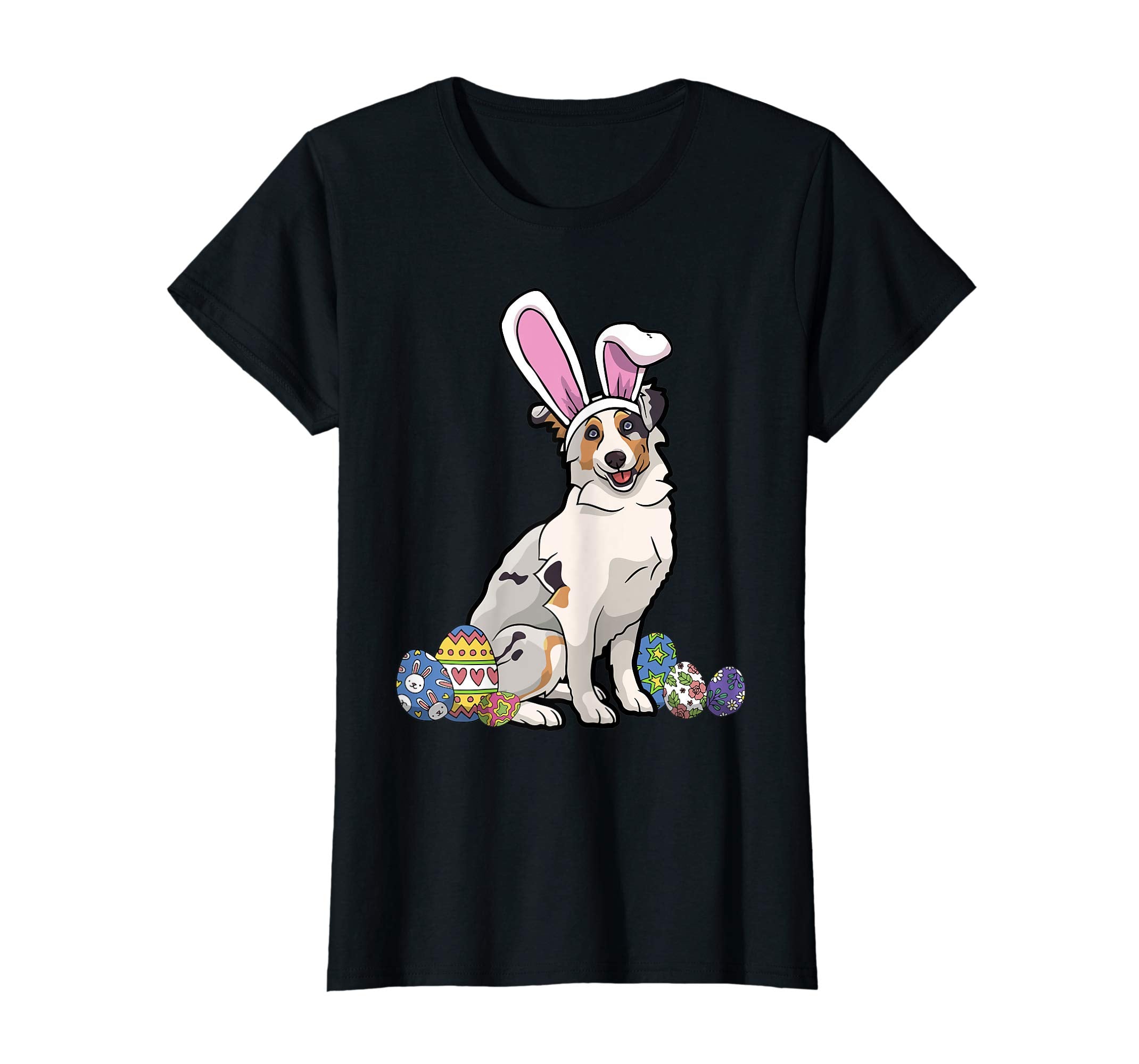 Australian Shepherd Dressed Easter Bunny Rabbit Ears T-Shirt