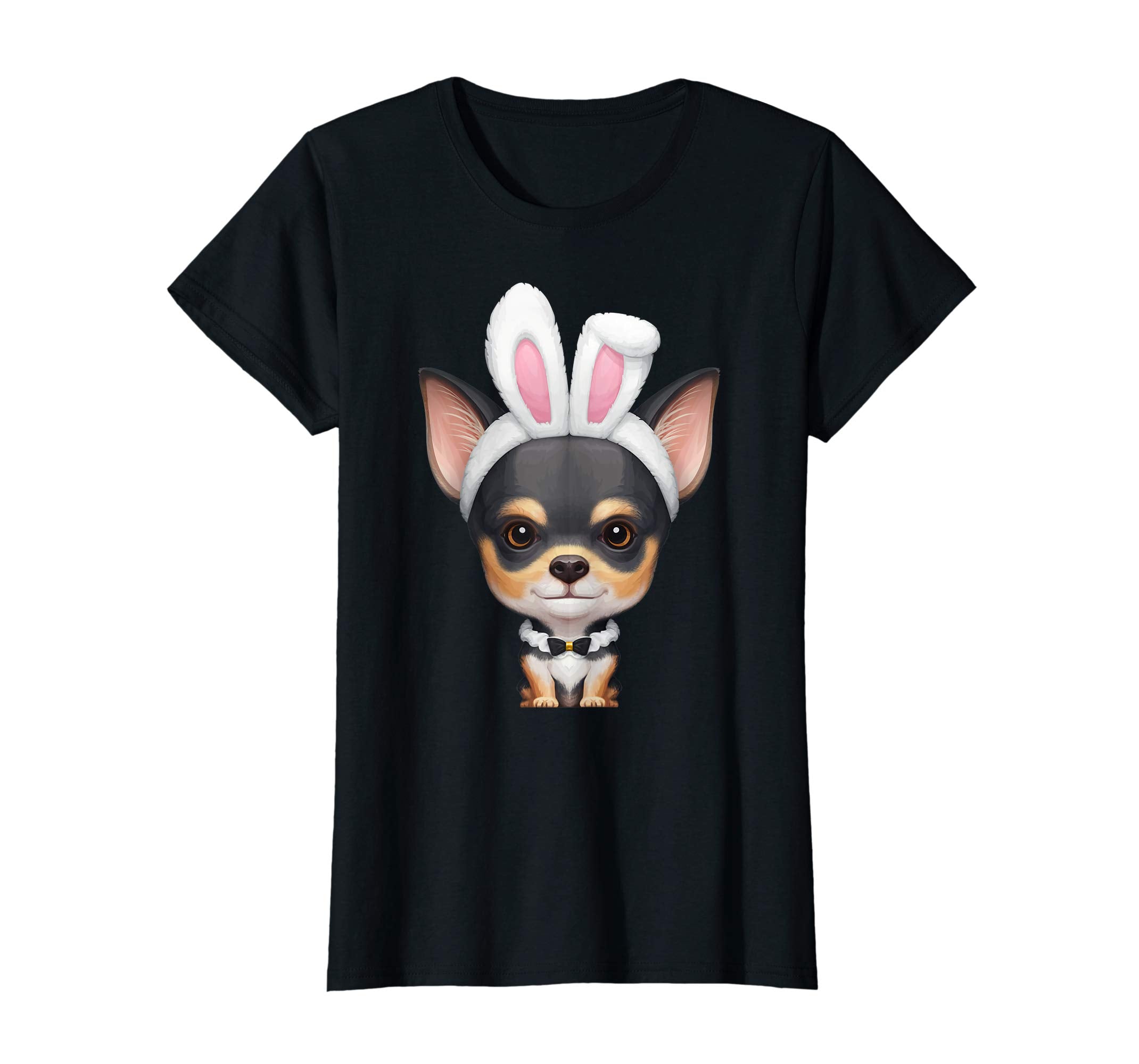 Tricolor Shorthaired Chihuahua Easter Bunny T-Shirt