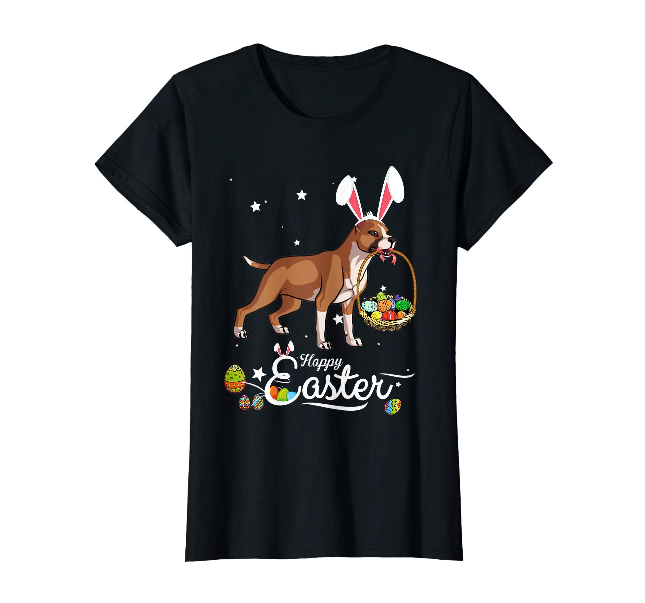 Staffordshire Dog With Bunny Hat Easter Costume T Shirt