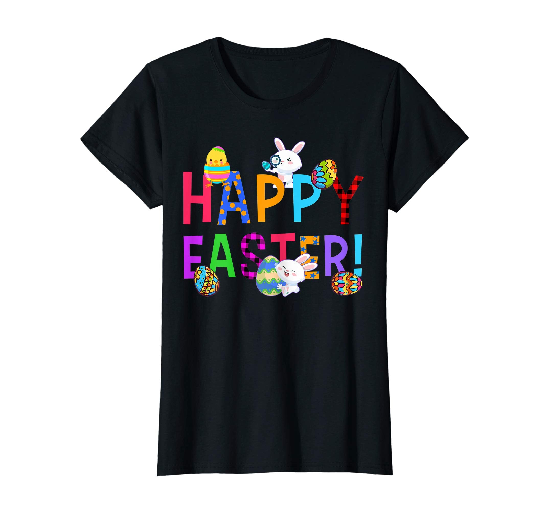 Cute Bunny with Eggs Happy Easter T shirt for Men Women Kids