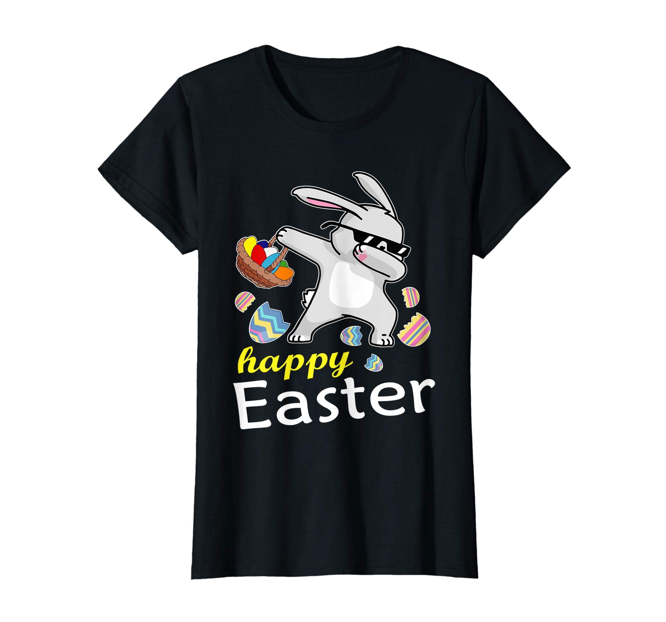 Bunny Rabbit &amp; Easter Egg Basket Dabbing Happy Easter Shirt