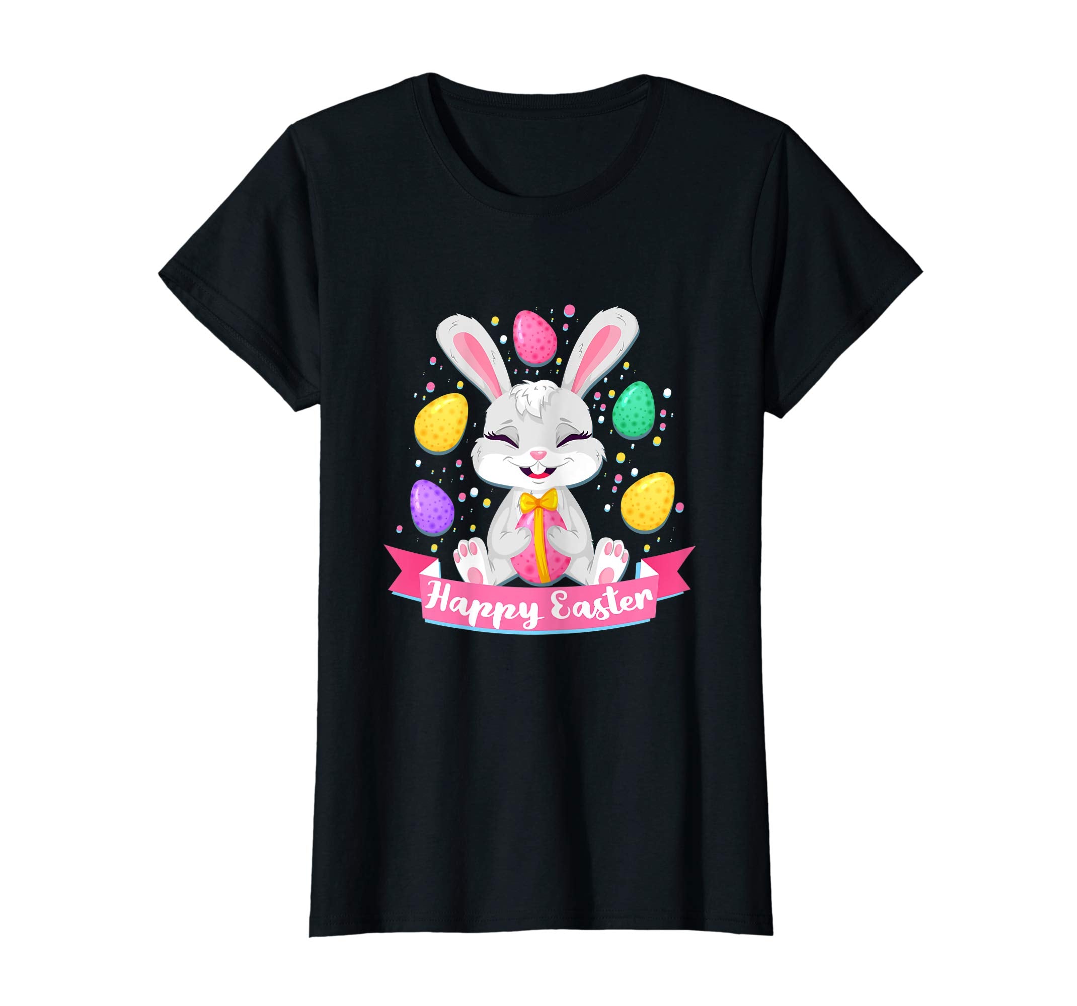 Happy Easter Bunny Tee Shirt With Easter Eggs Tee