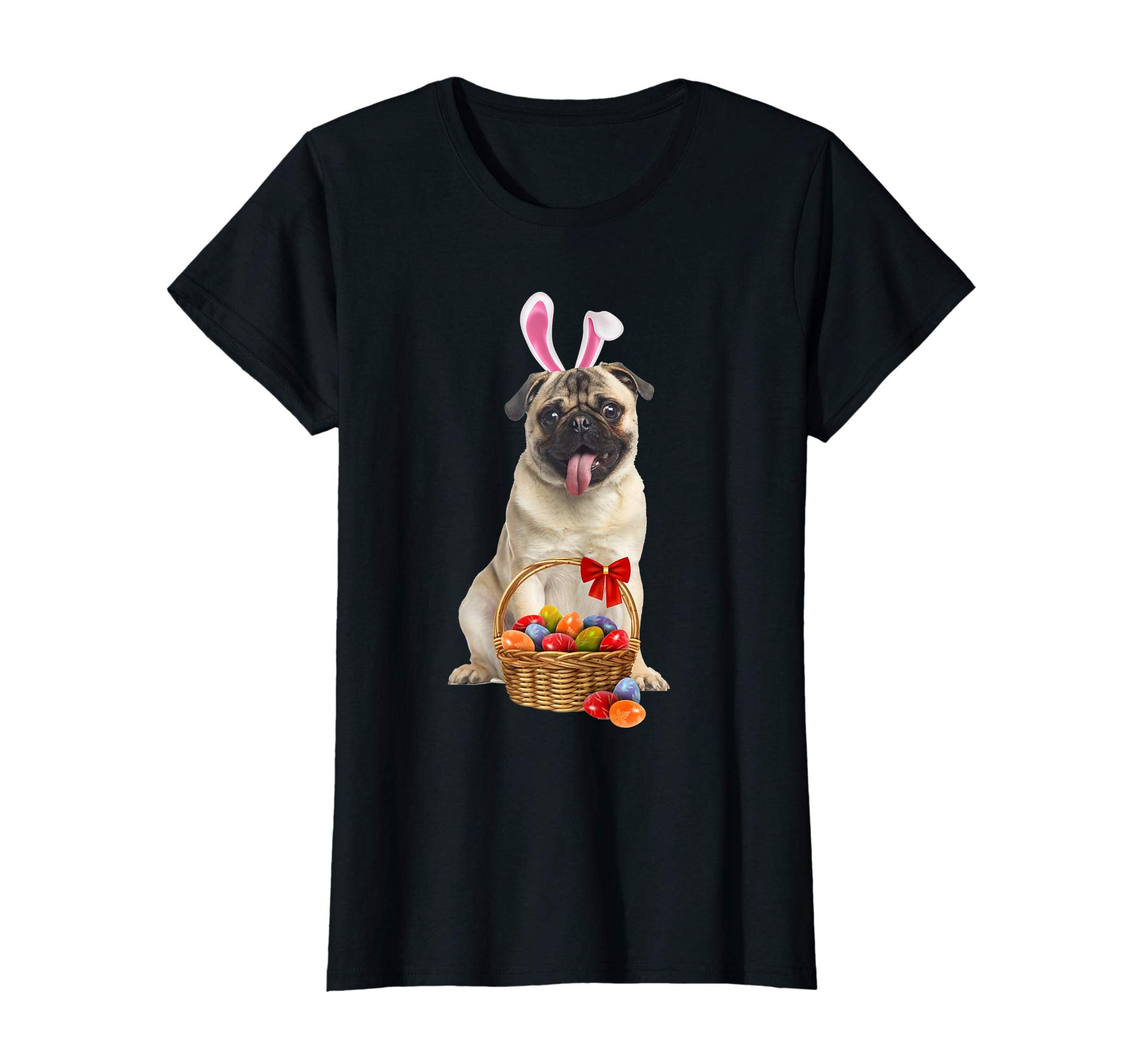 Easter Pug Shirt Funny Pug With Bunny Ears and Eggs