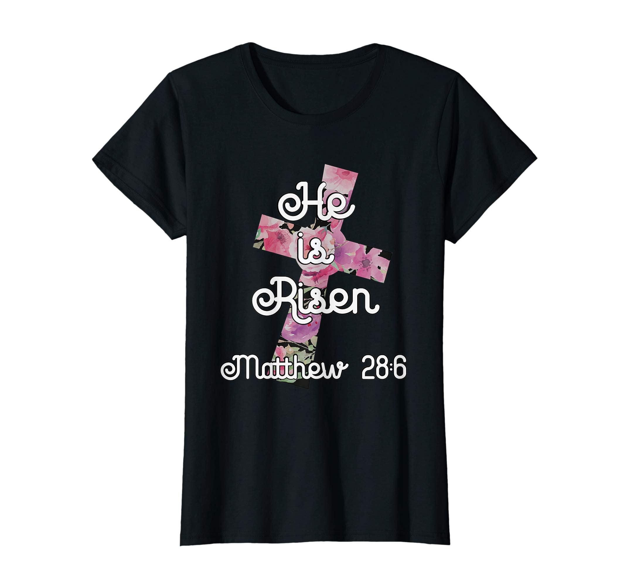 Easter TShirt Christian He is Risen Floral Cross Adults Kids