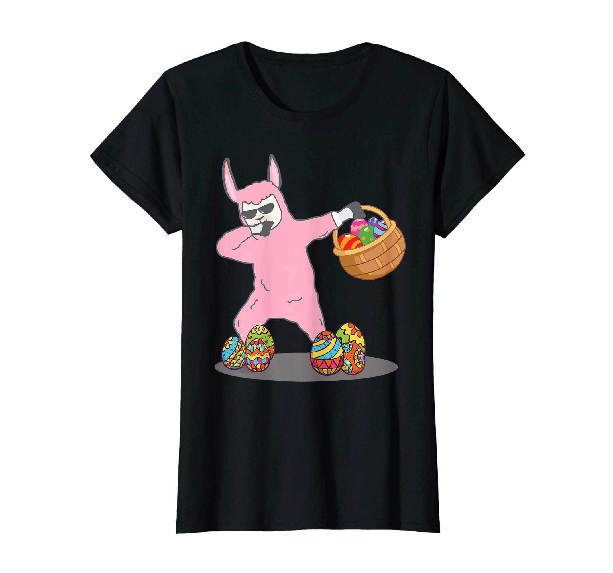 Cute Dabbing Llama Easter Bunny Egg Basket T-Shirt Gifts