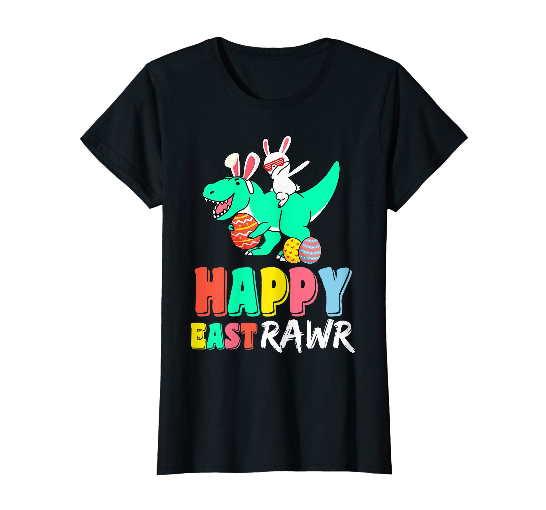 Happy Eastrawr T Rex Dinosaur Bunny Dabbing Easter Egg Shirt