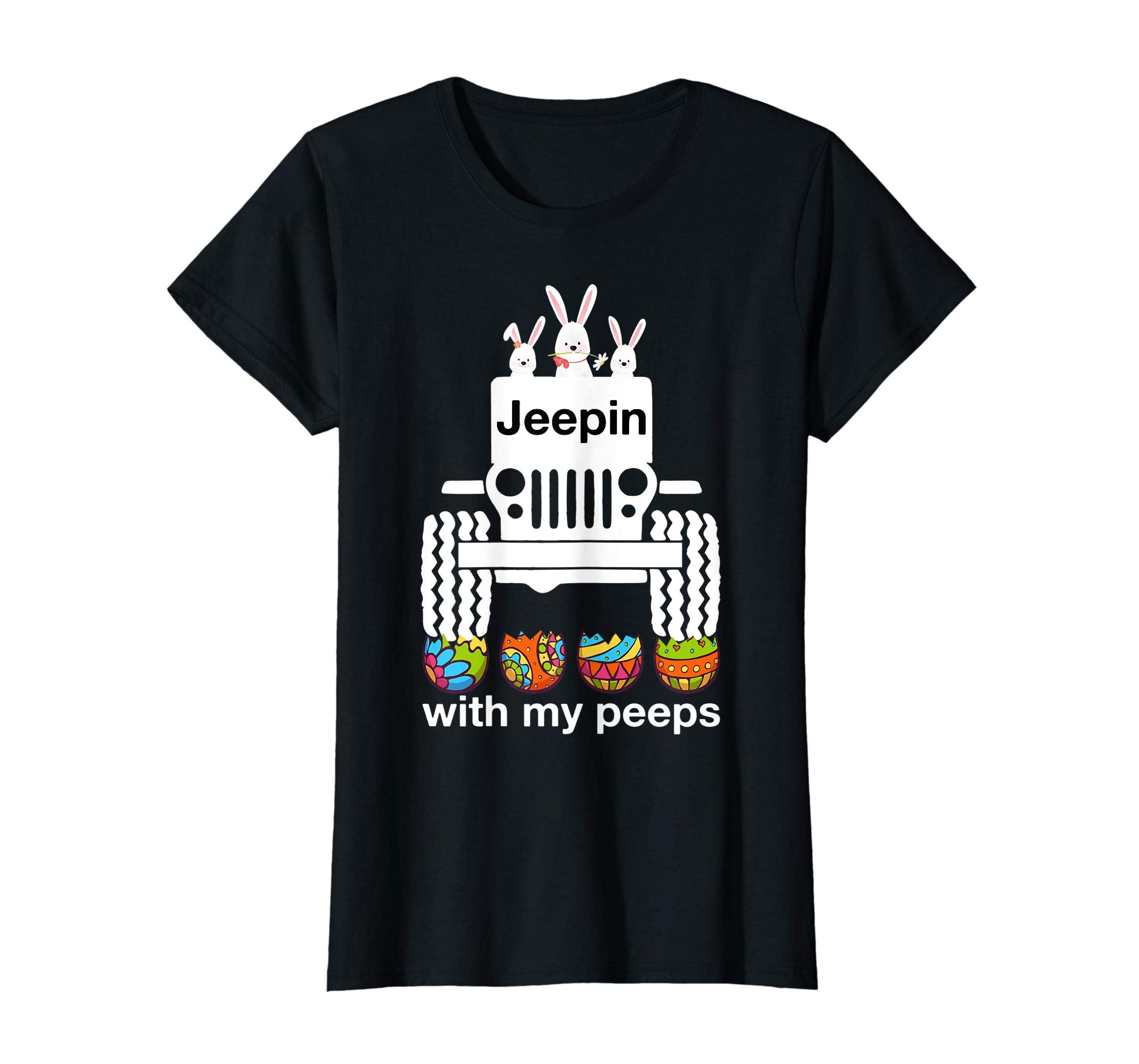 Jeepin with my peeps Rabbit Riding Jeep Eggs Easter Tshirt