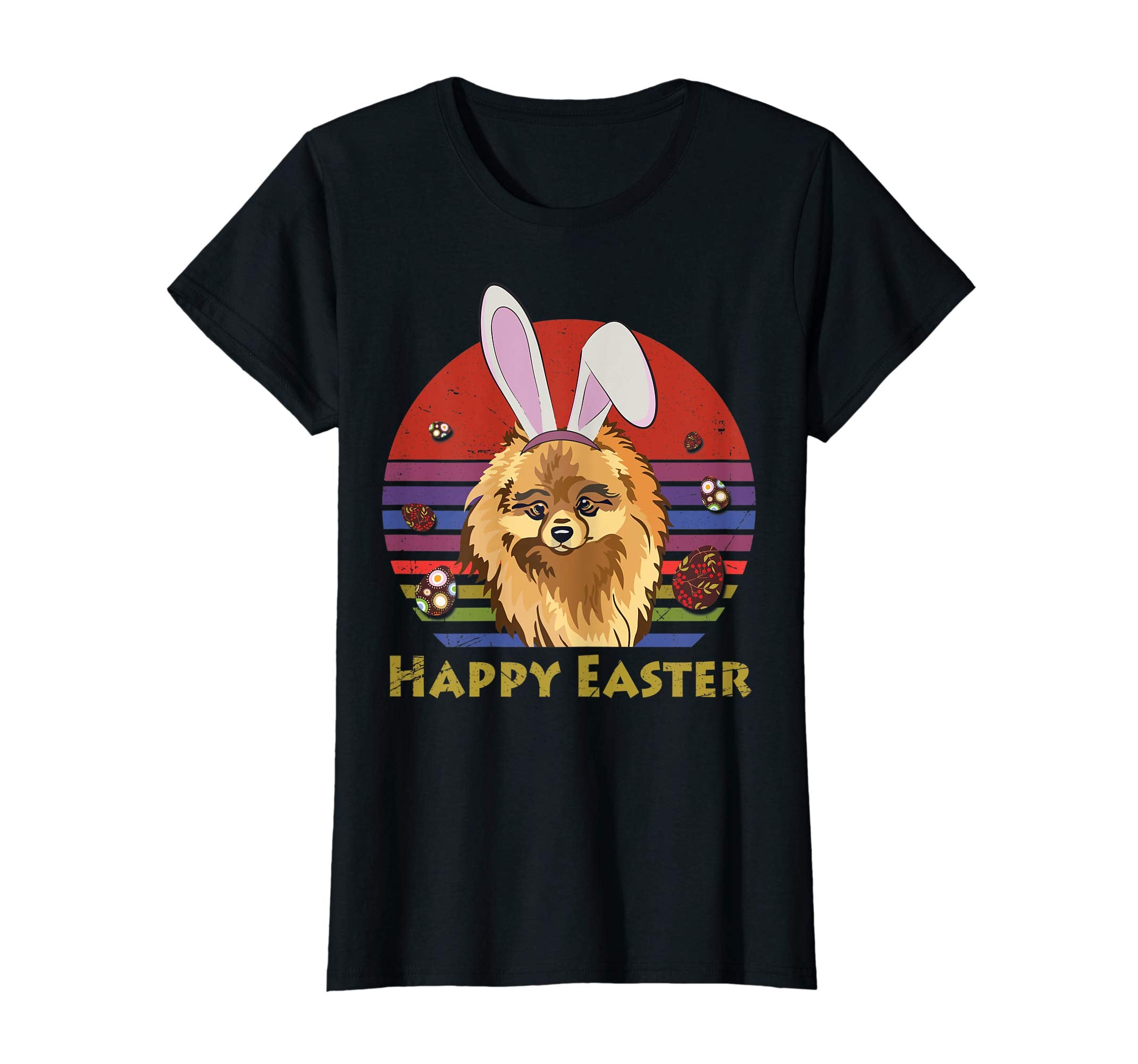 Pomeranian With Bunny Headband Happy Easter Tshirt Gifts