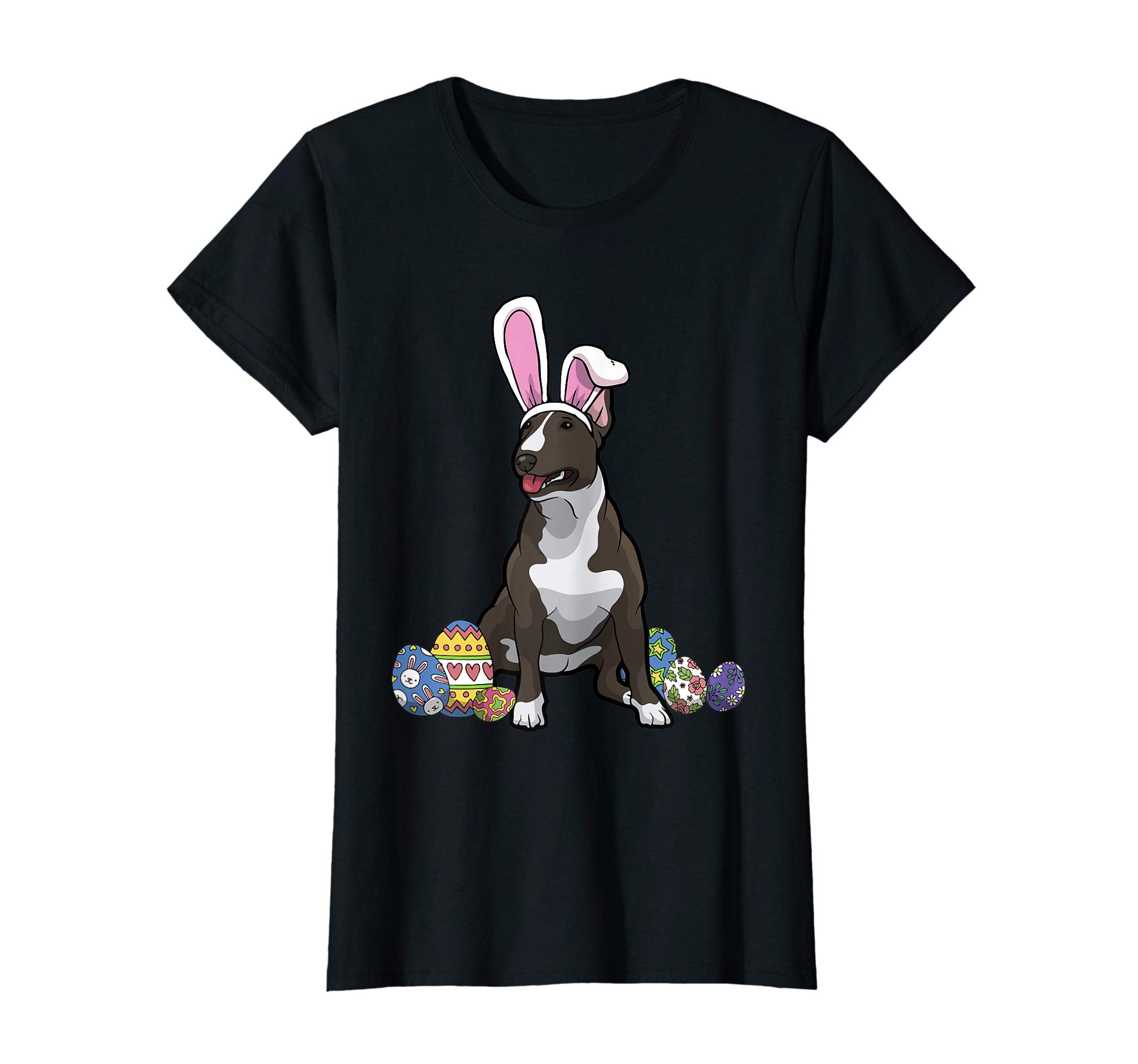 Bull Terrier Dressed As Easter Bunny With Rabbit Ears Shirt