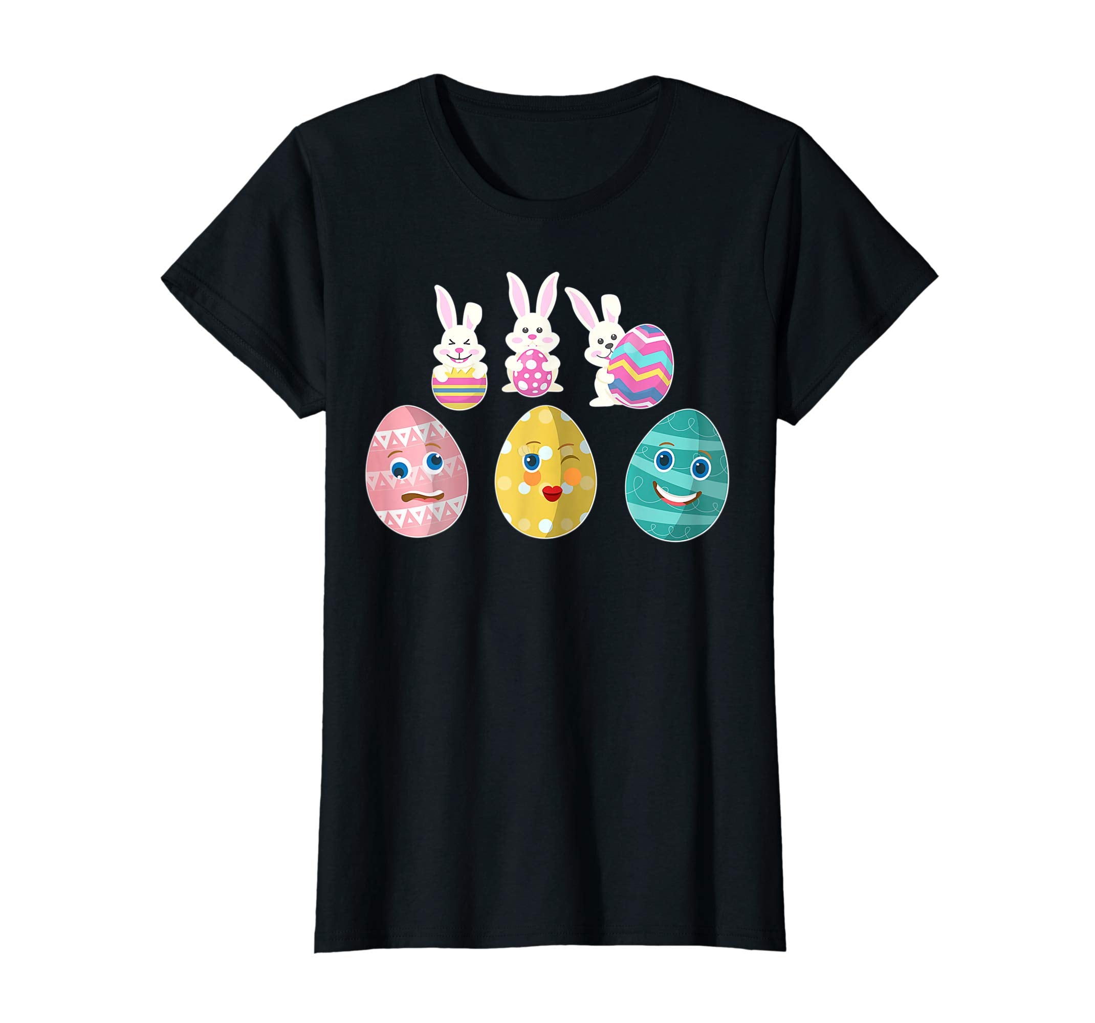 Bunnies Playing Easter Eggs Faces Happy Easter Day Shirt