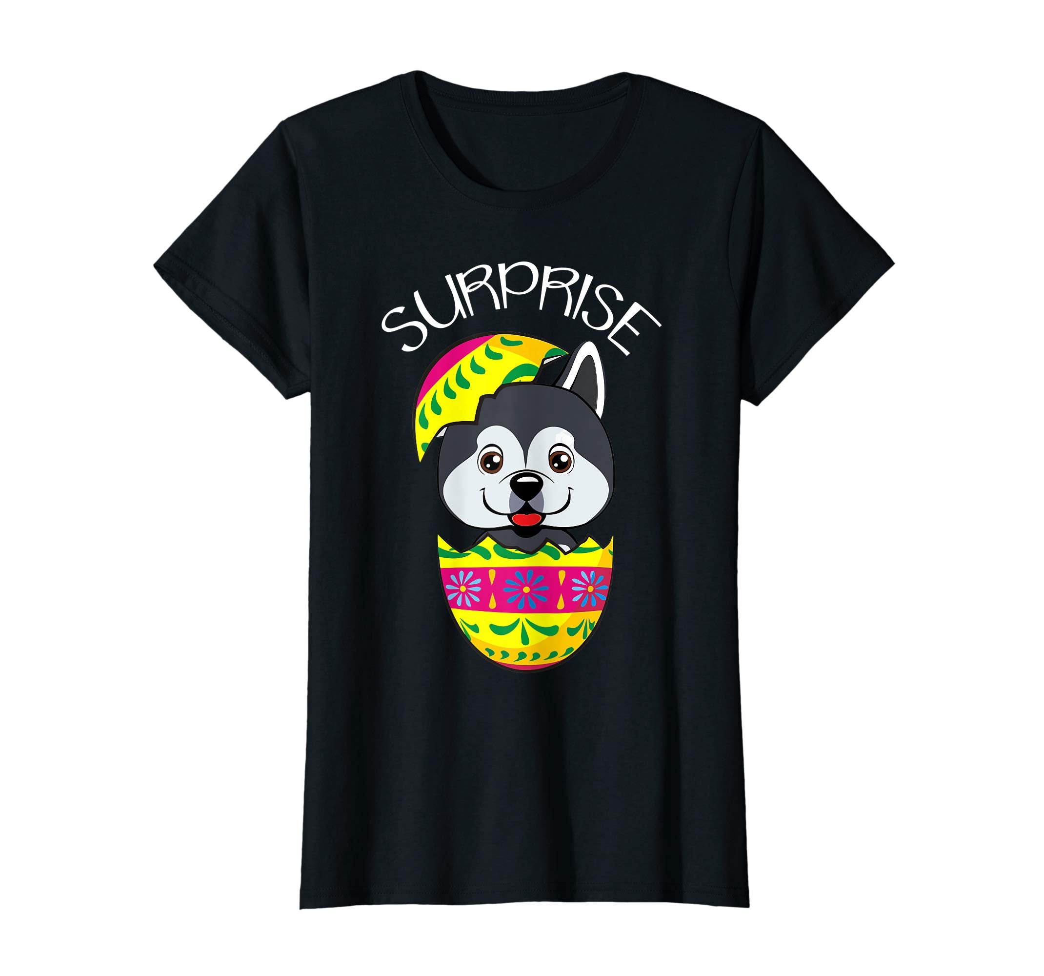 Funny Cute Puppy Alaskan Malamute Hatches Easter Egg T-Shirt