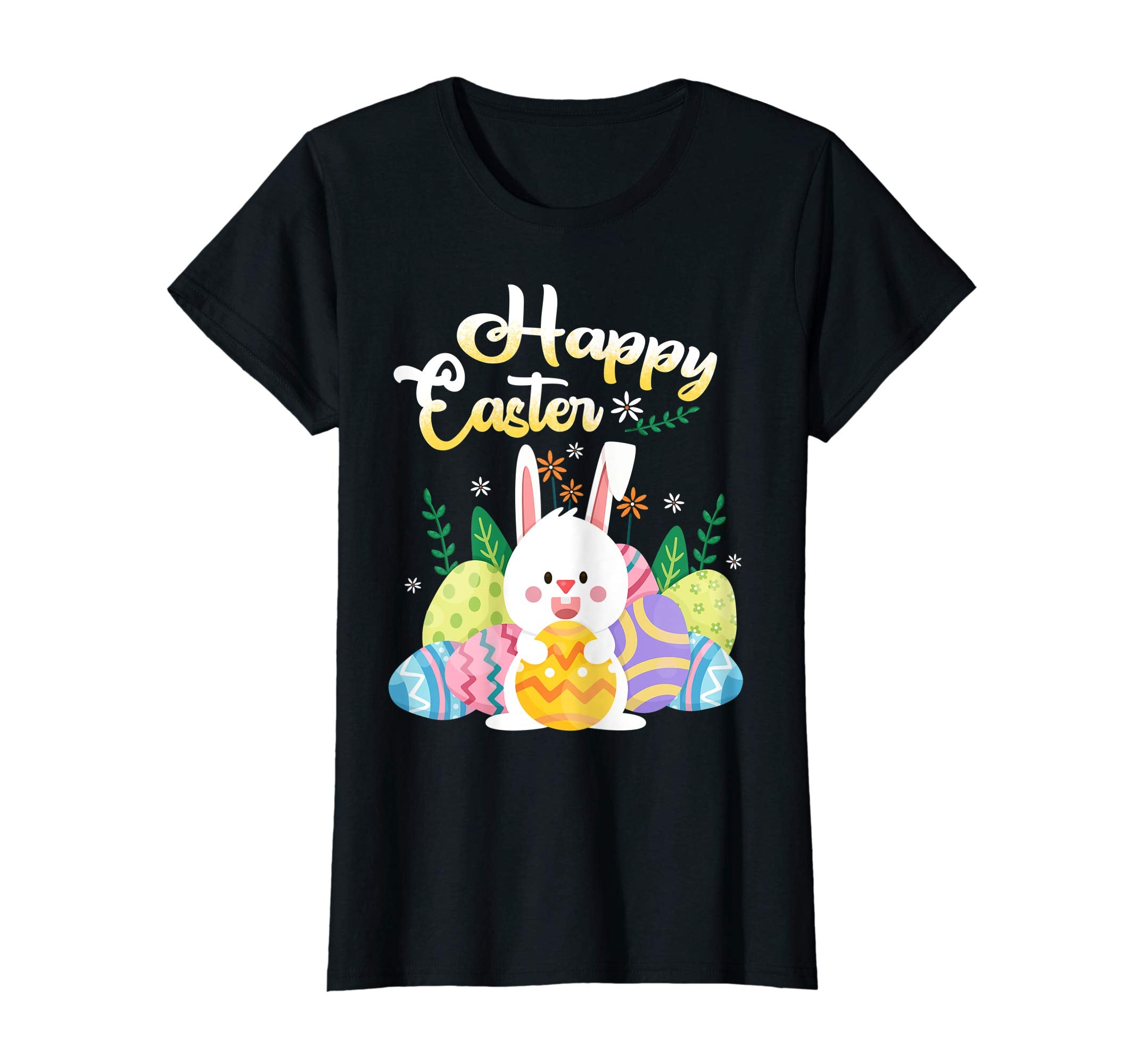 Happy Easter With Bunny Face And Eggs T-Shirt