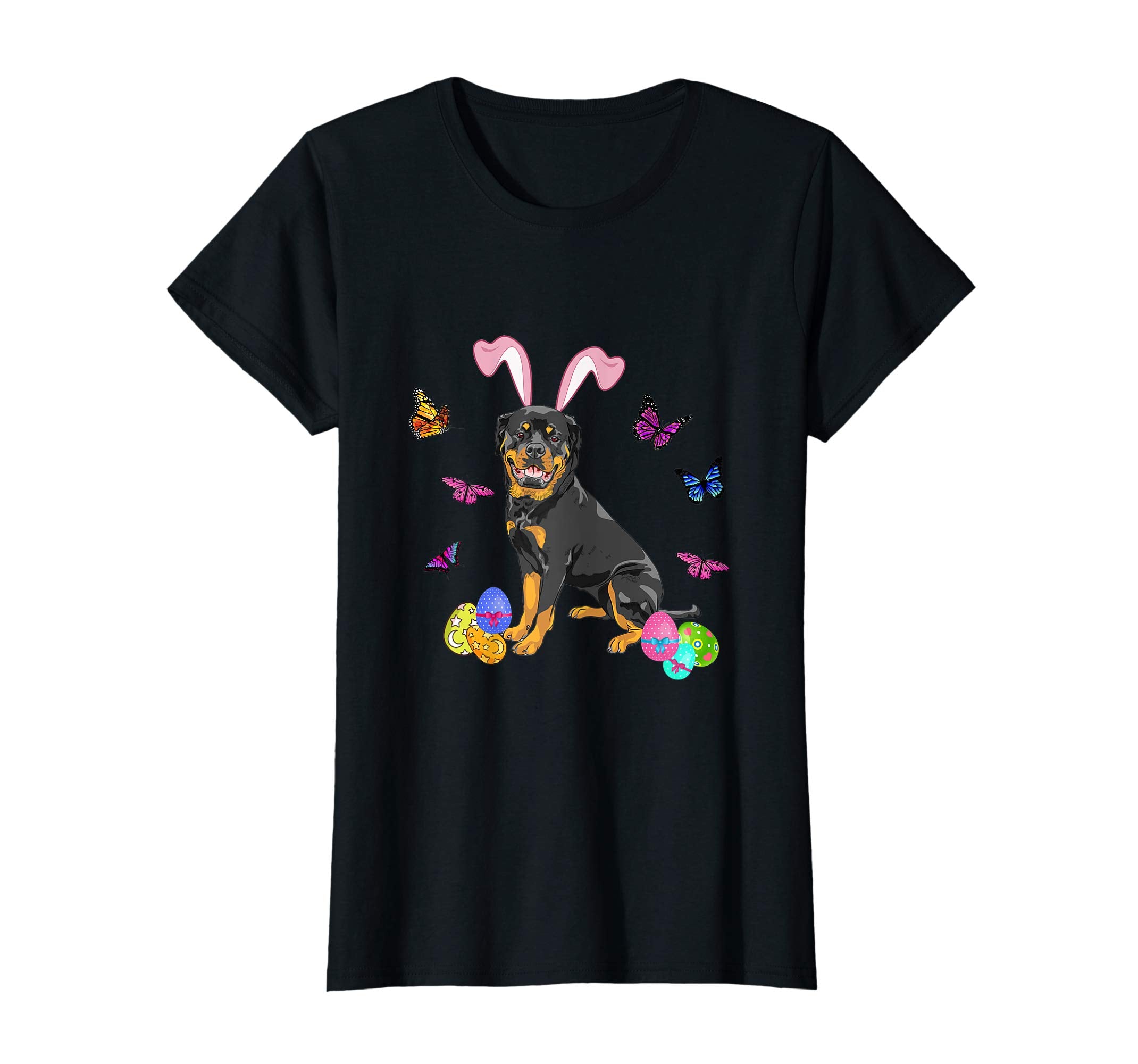 Rottweiler Bunny Rabbit Happy Easter Day T-Shirt