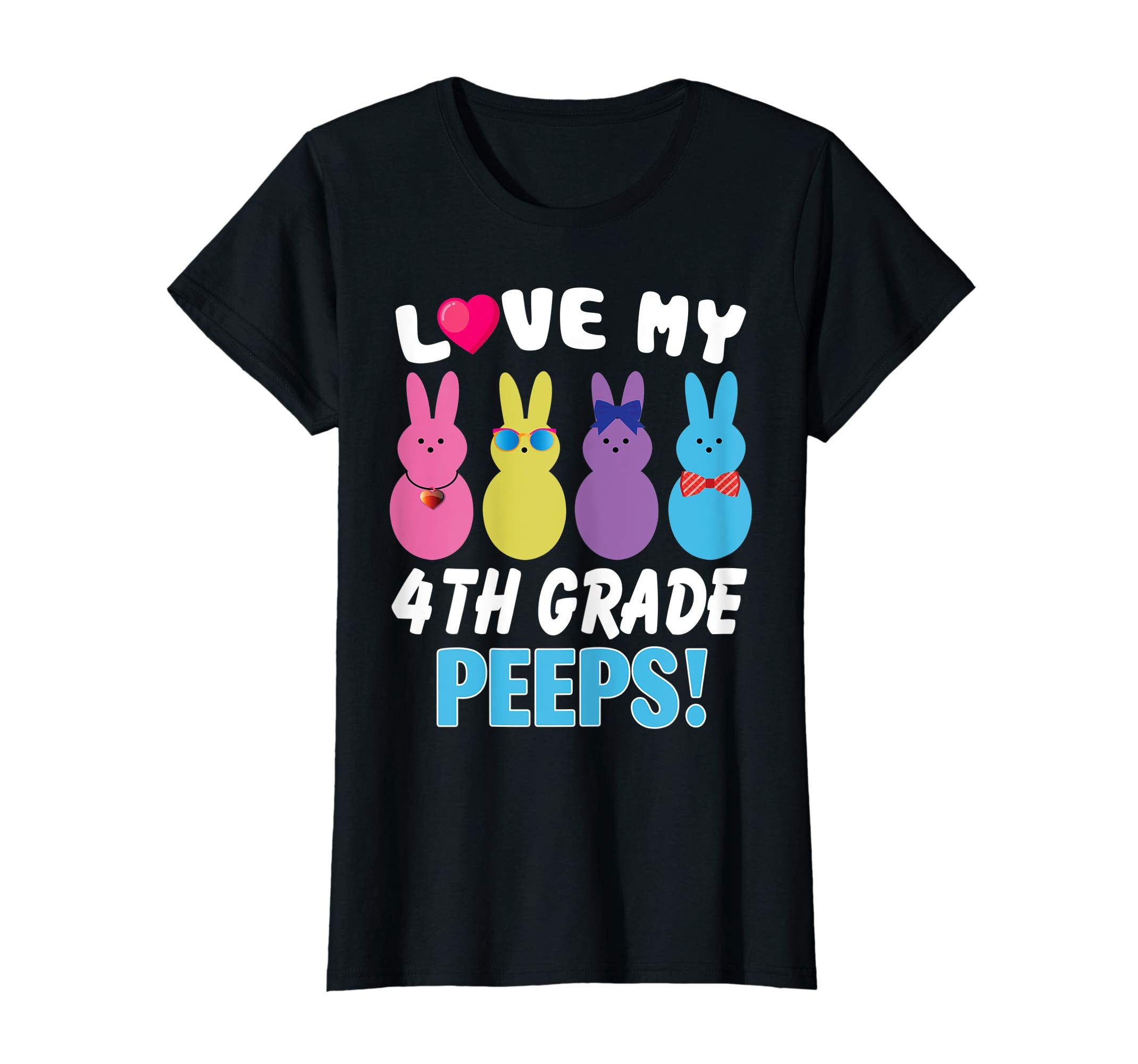 I Love My 4TH Grade Peeps Bunnies Happy Easter Teacher Shirt