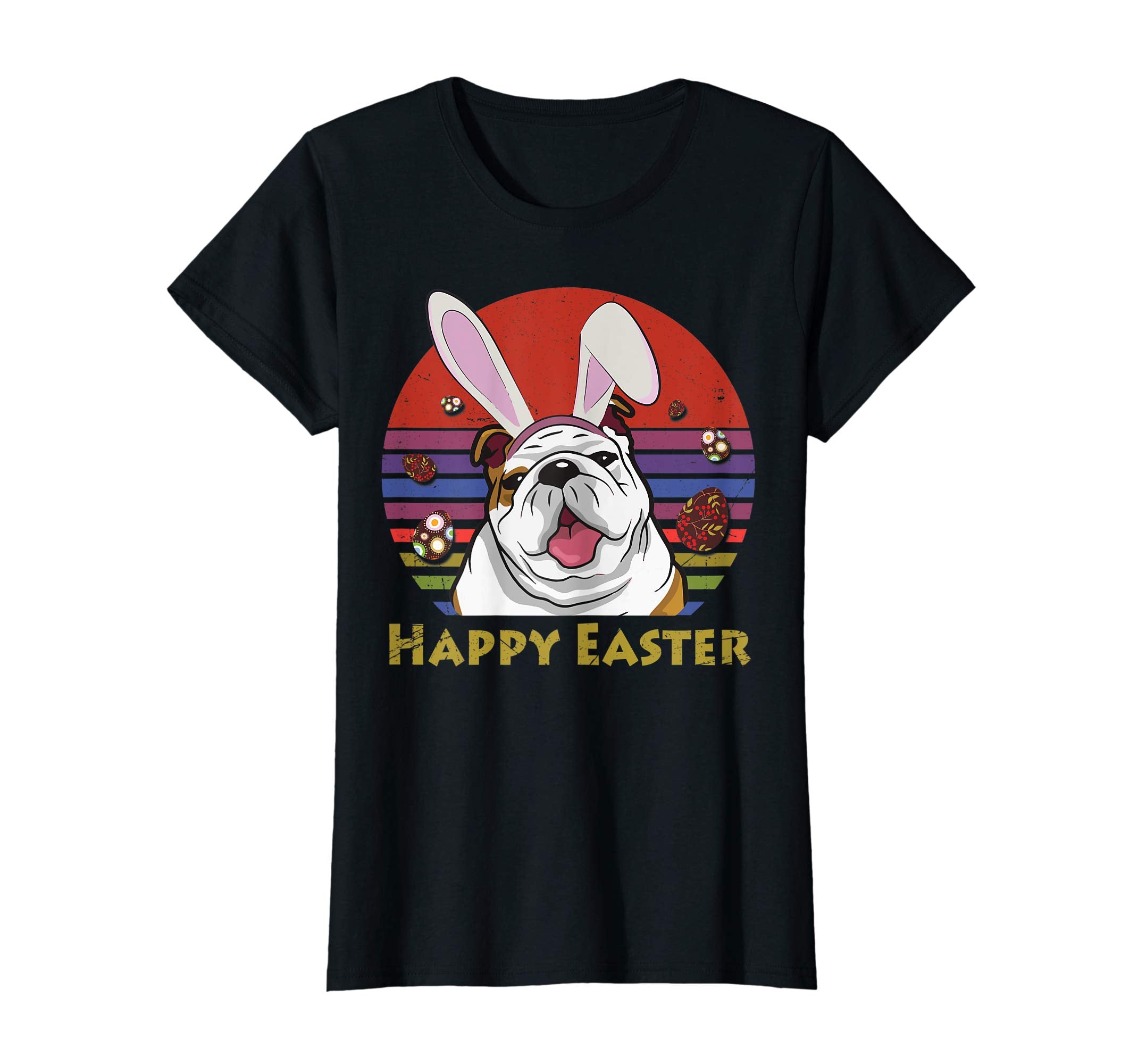 Bulldog With Bunny Headband Happy Easter Tshirt Easter Gifts