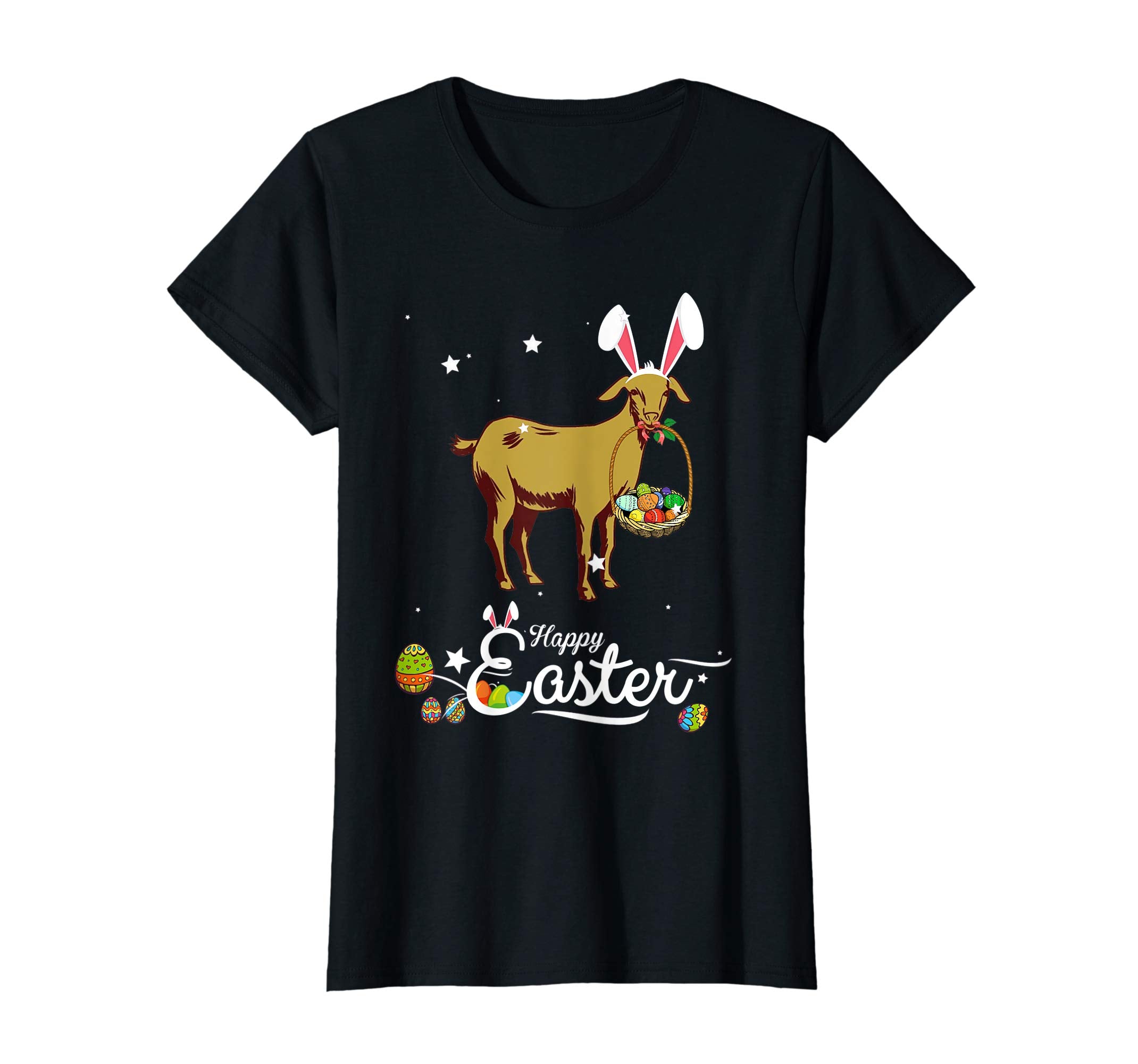 Cute Easter Goat with Bunny Ears and Eggs T Shirt