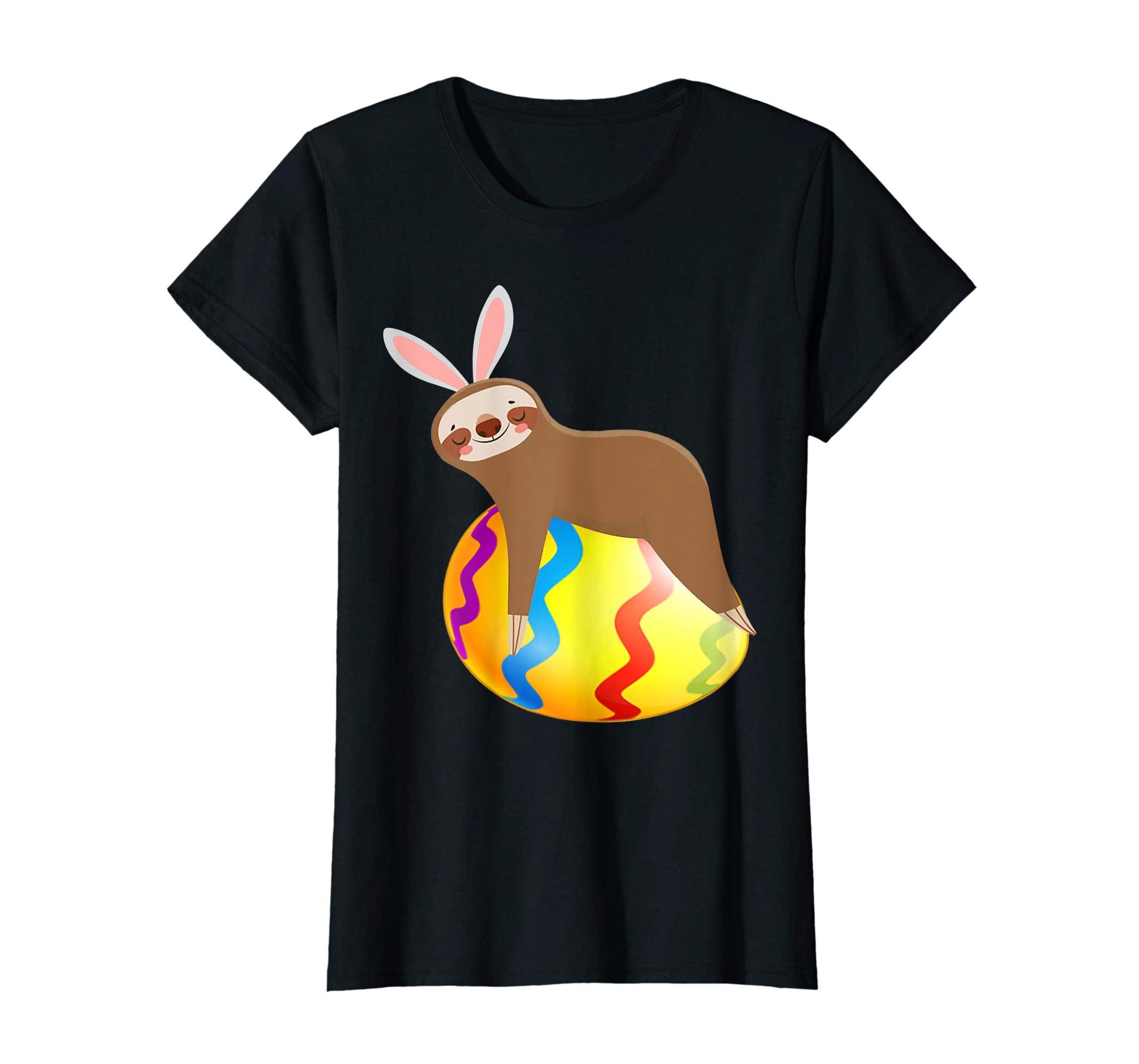 Funny Sloth Easter Day Bunny Ear Egg Easter Shirt Boys Girls