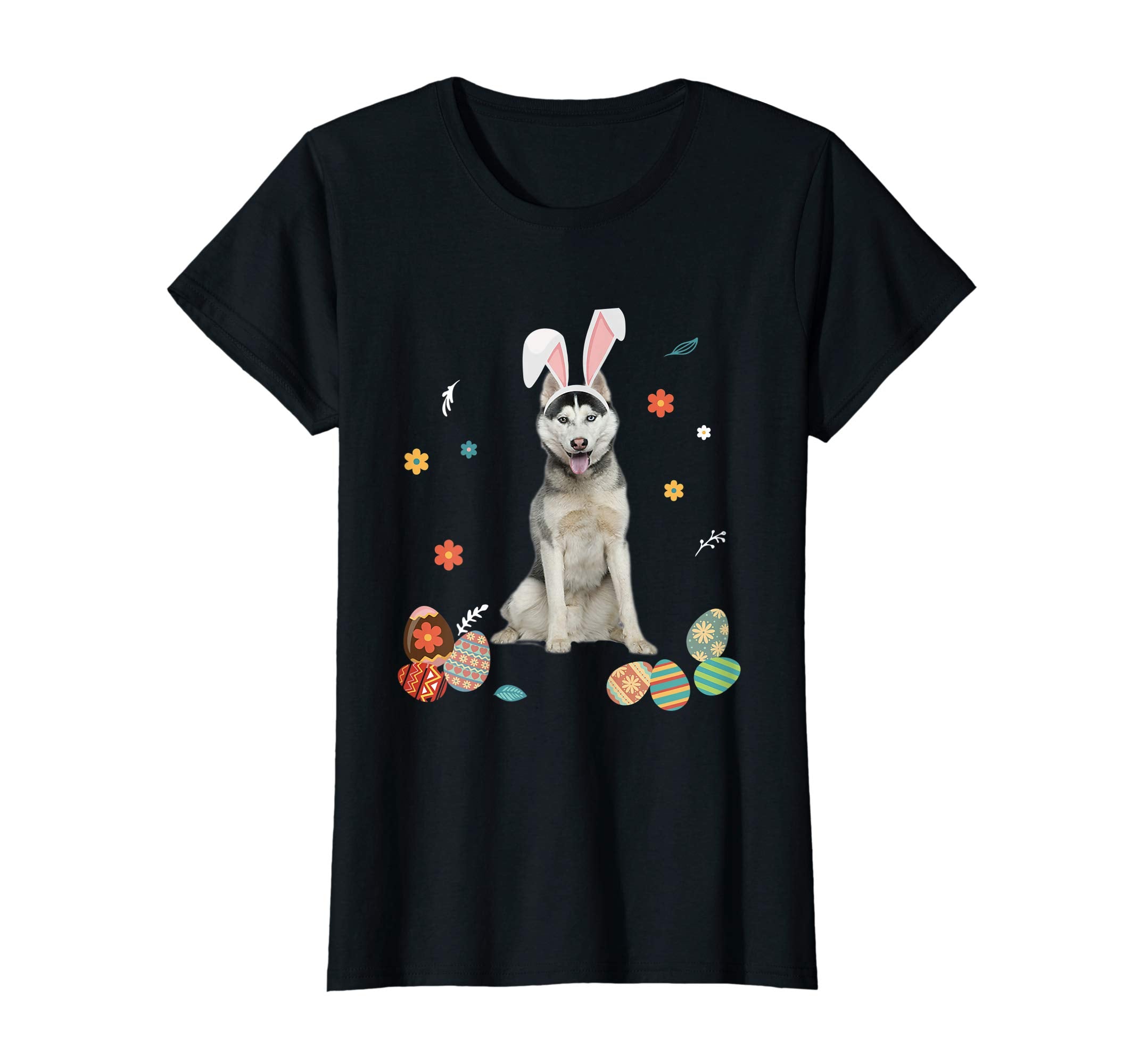 Husky Bunny Rabbit Happy Easter Day T-Shirt