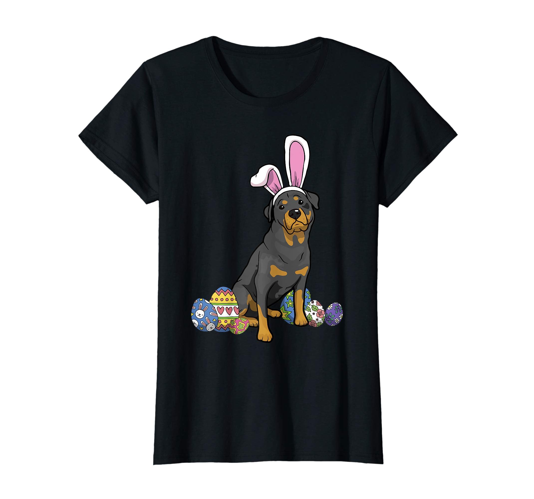 Rottweiler Dressed As Easter Bunny With Rabbit Ears T-Shirt