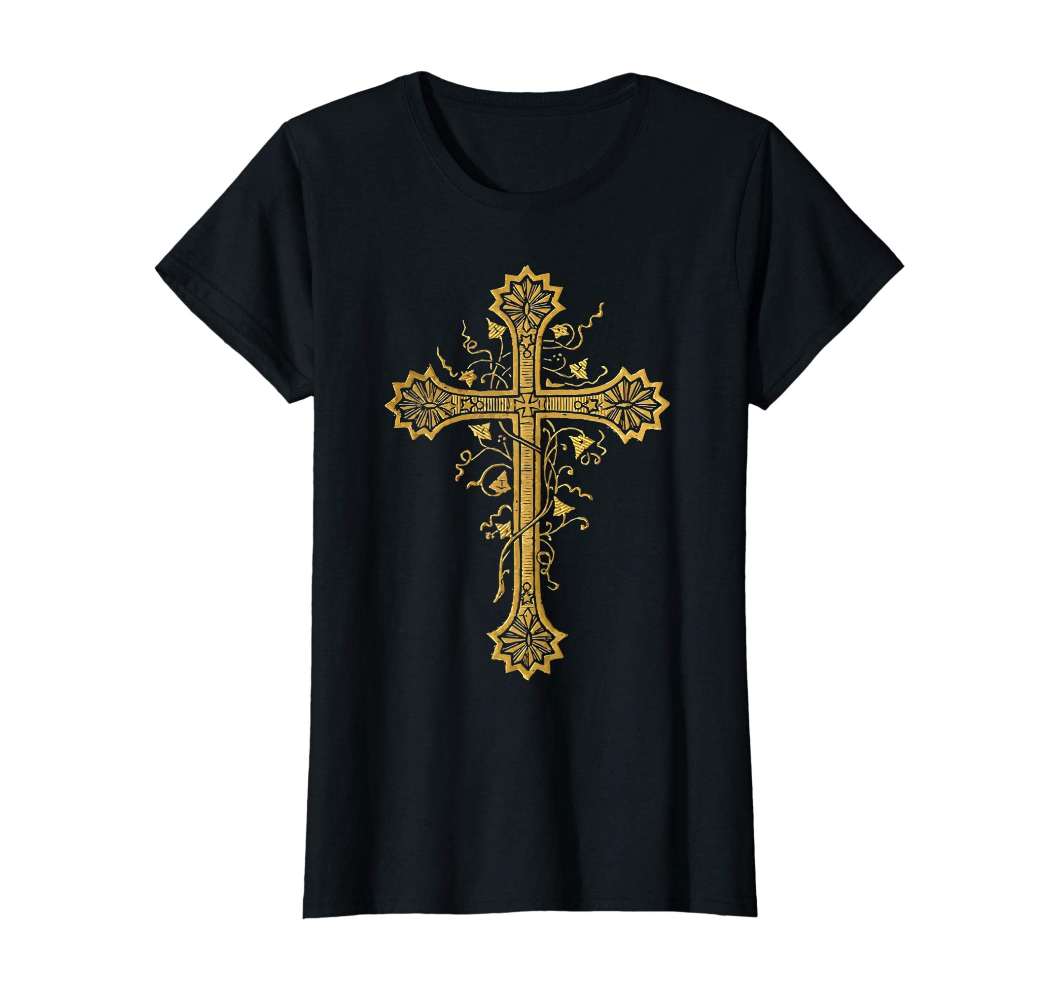 Gold Cross Vintage Catholic Art Easter Gifts Shirts
