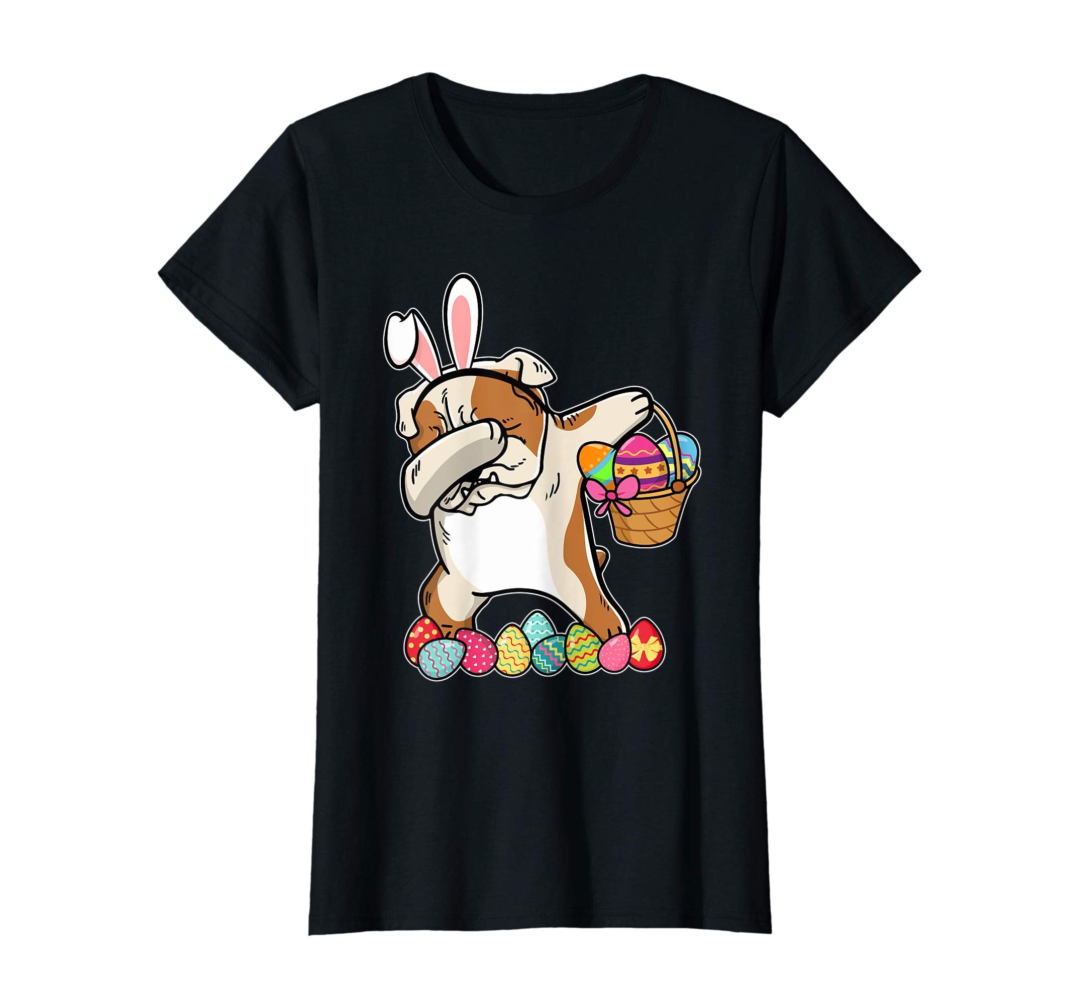 Bulldog Dab Dabbing Dressed Easter Bunny Egg Basket T-Shirt