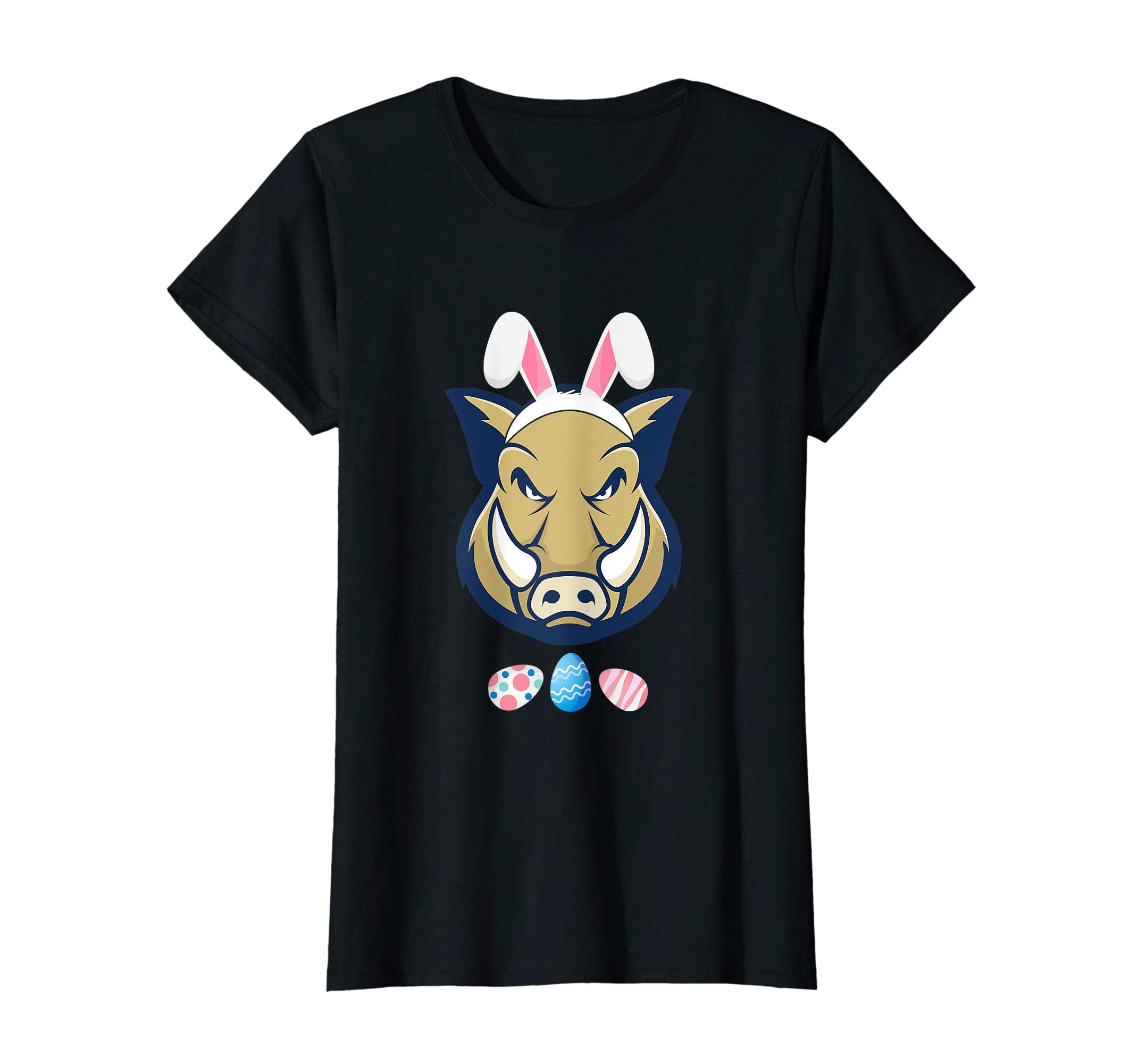 Funny Easter Boar With Bunny Ears And Eggs T Shirt