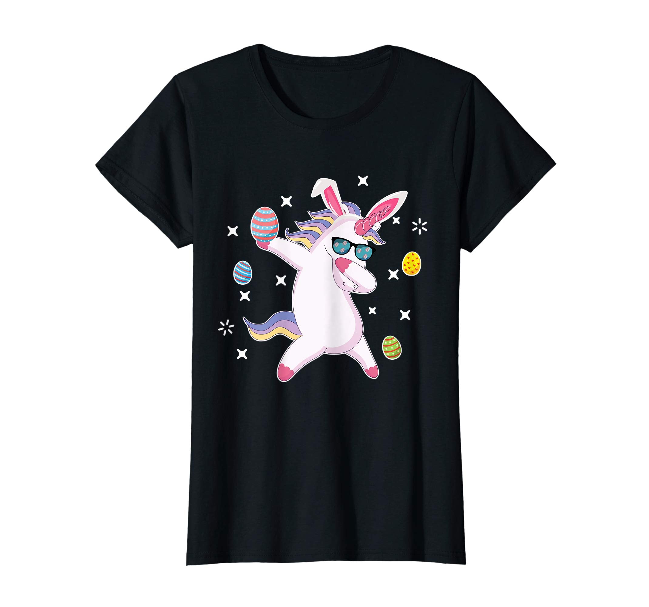 Unicorn Bunny Dabbing Around Easter Eggs Stars Happy Shirt