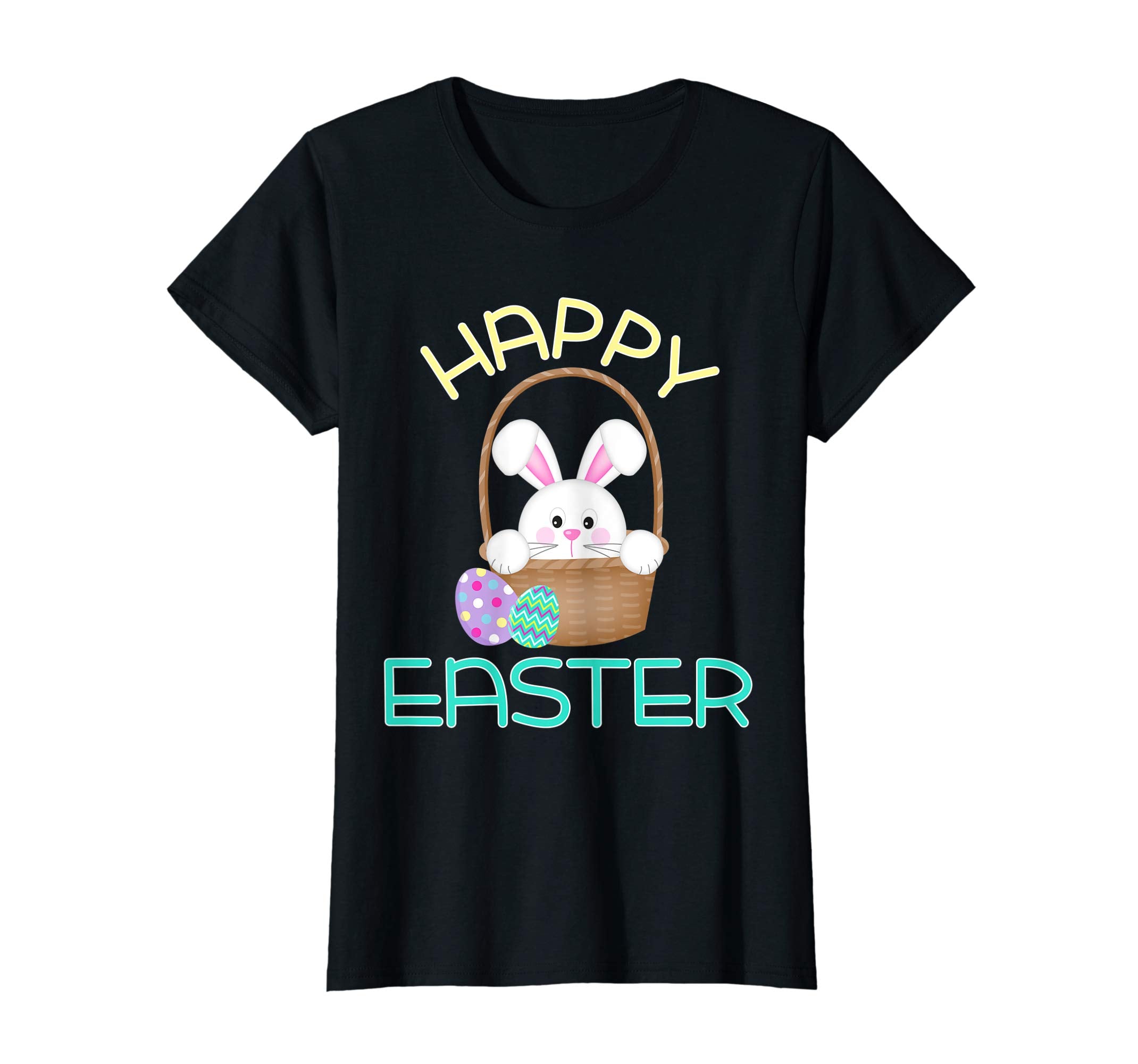 Happy Easter Shirt Bunny in Basket &amp; Eggs Easter Gift