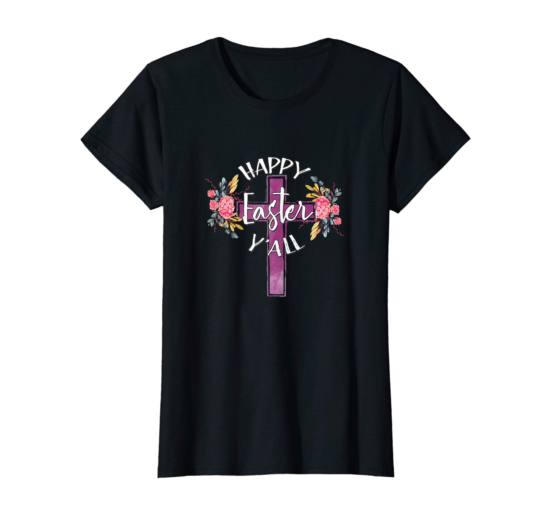 Happy Easter Y'all Flower Cross Southern Christian T-Shirt