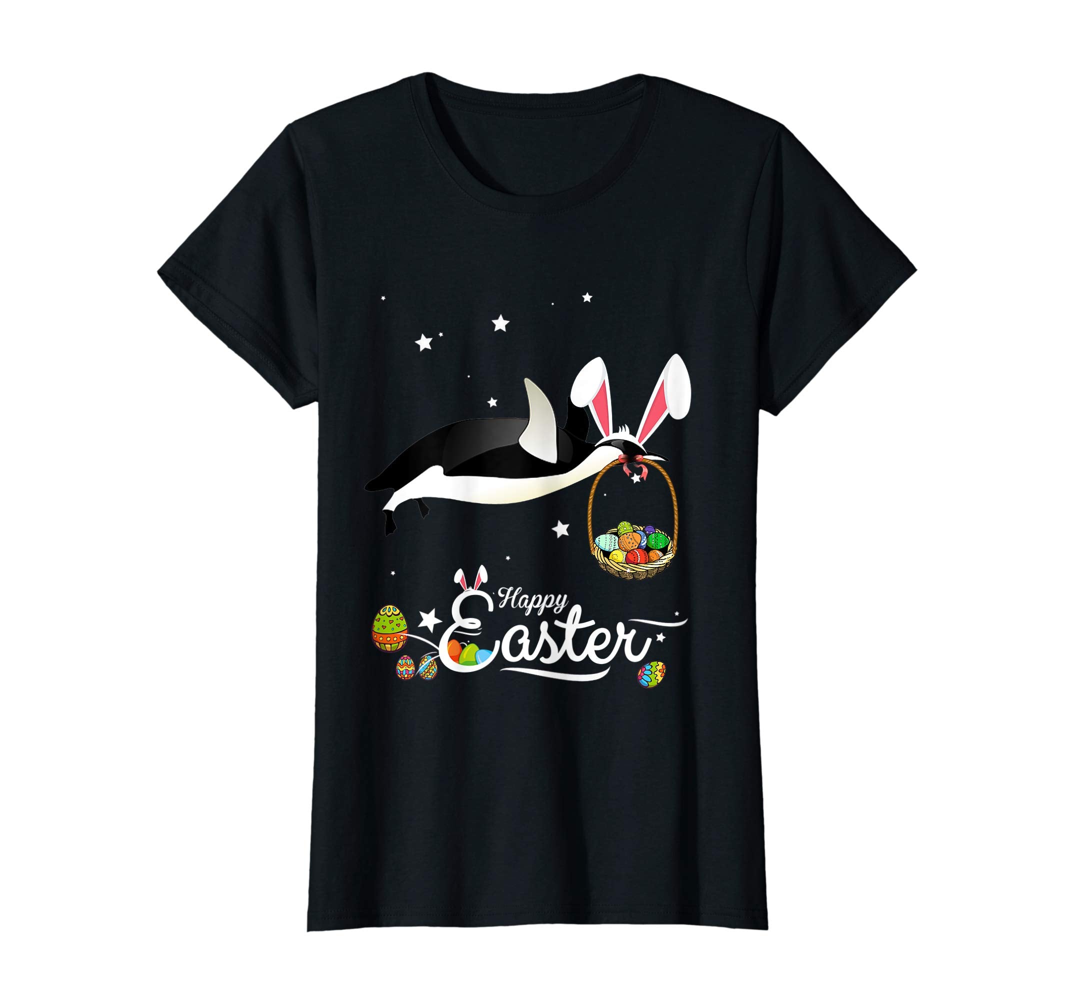 Cute Easter Penguin with Bunny Ears and Eggs T Shirt
