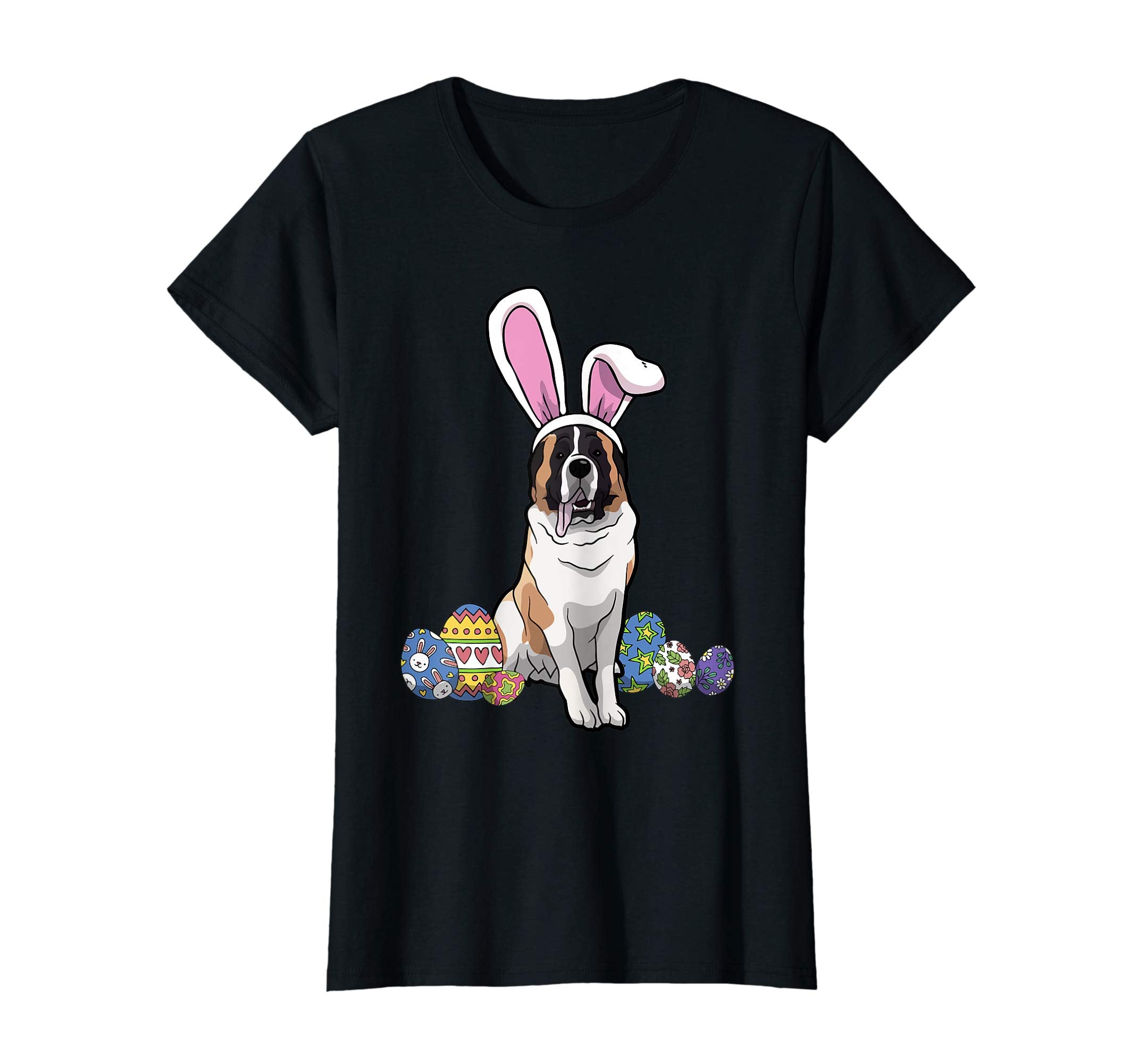 St. Bernard Dressed As Easter Bunny With Rabbit Ears T-Shirt