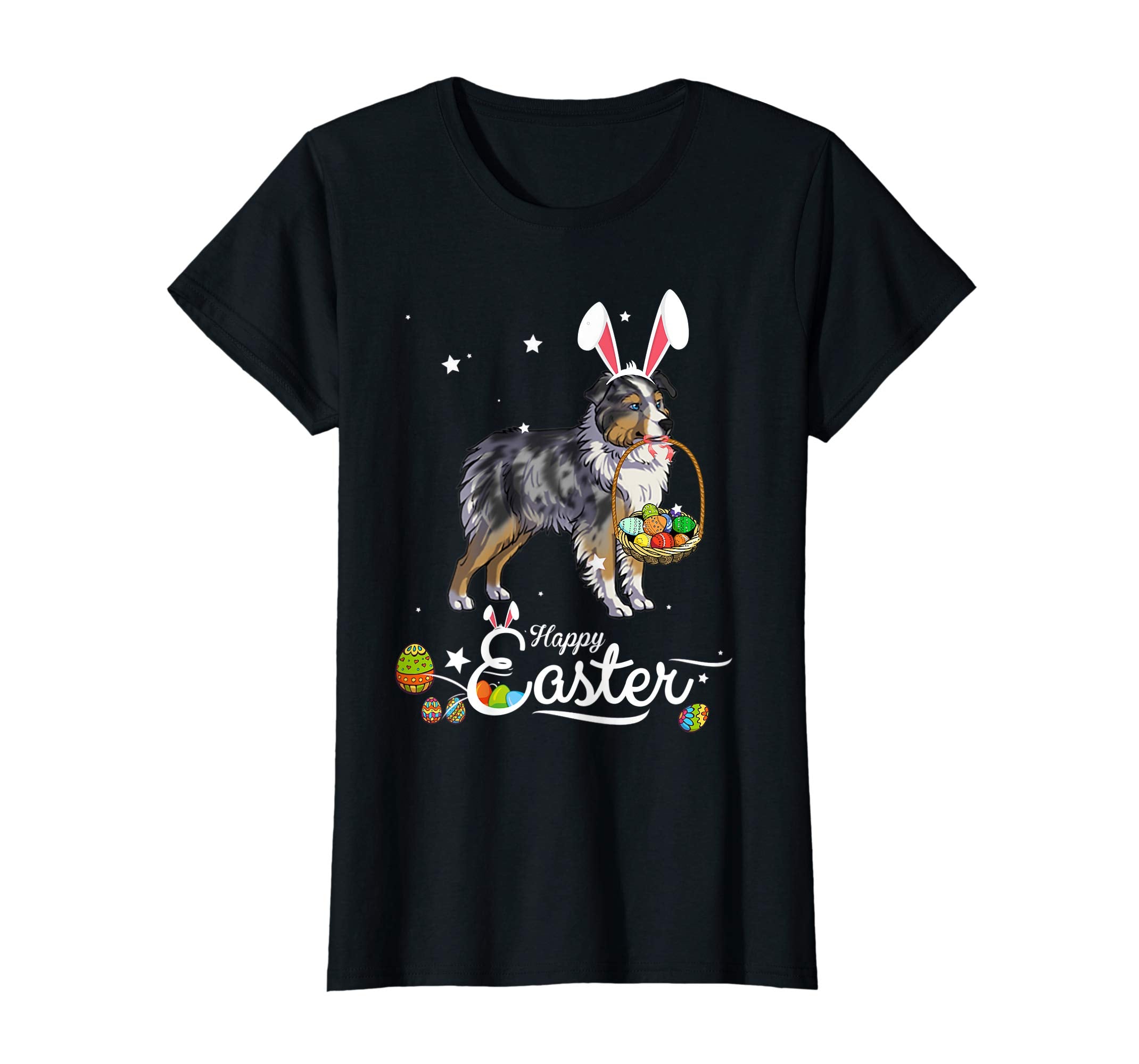 Miniature Shepherd Dog With Bunny Hat Easter Costume T Shirt