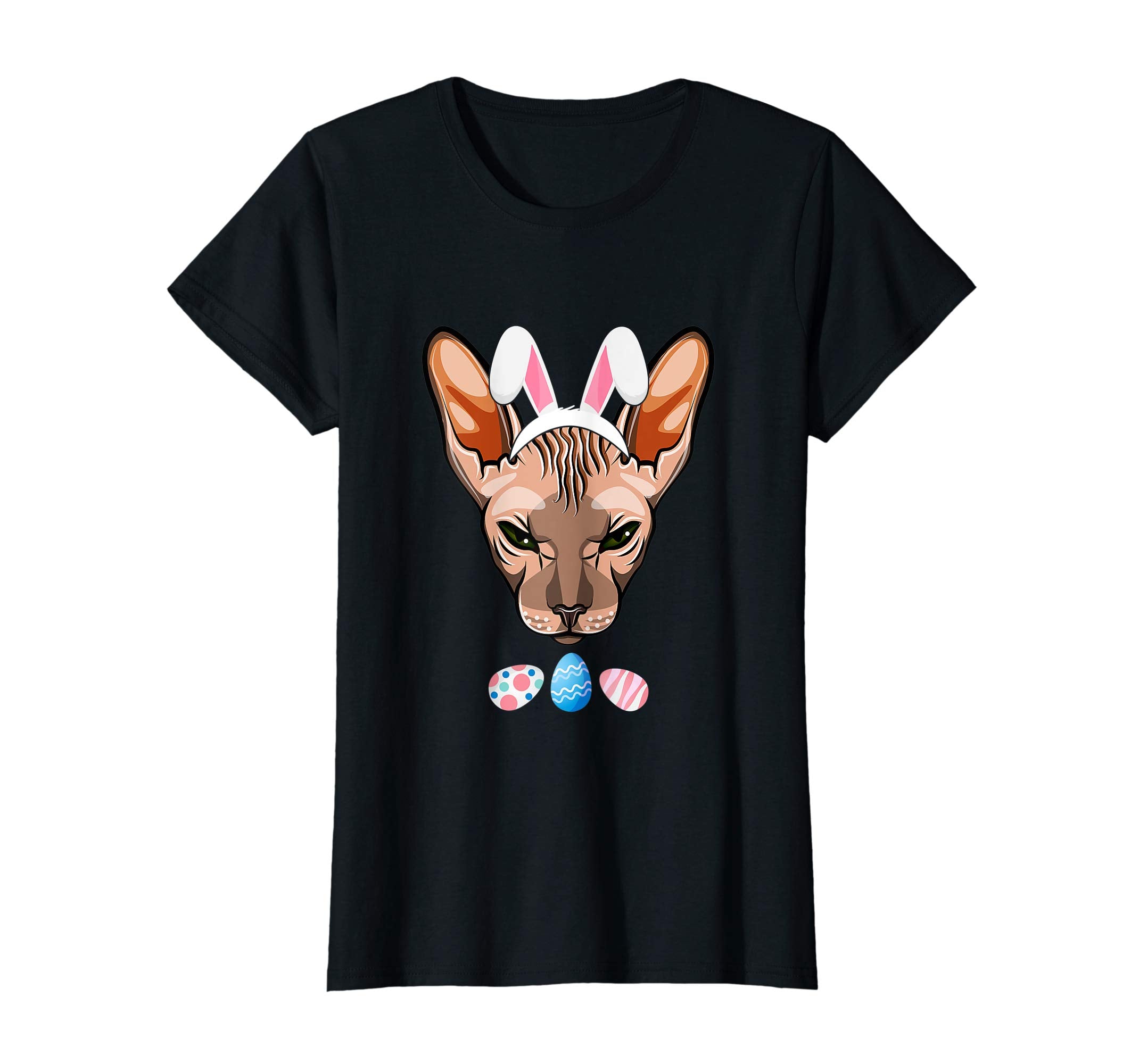 Funny Easter Sphynx Cat With Bunny Ears And Eggs T Shirt