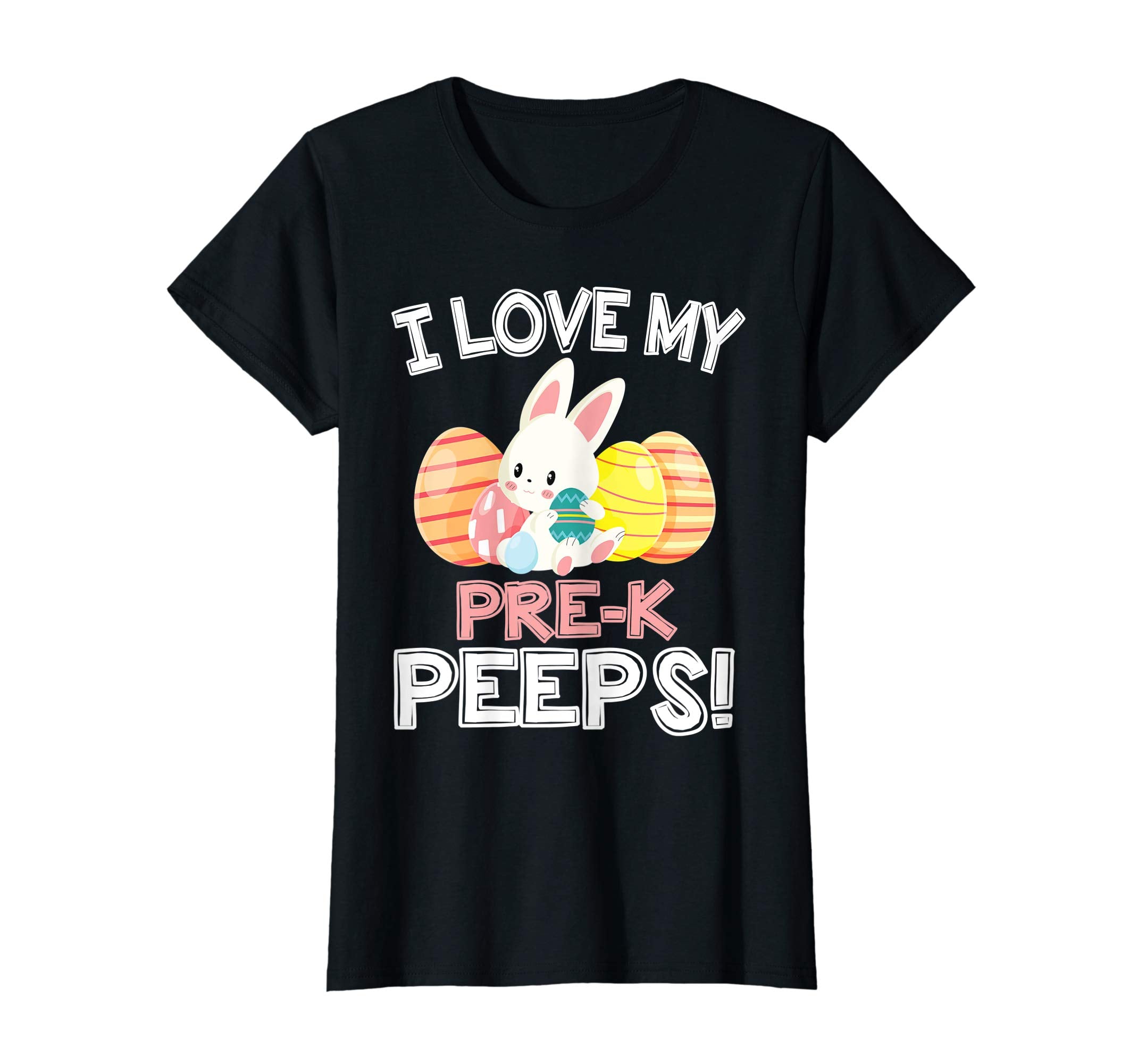 Rabbit &amp; Easter Eggs I Love My Pre-k Peeps Teacher Shirt