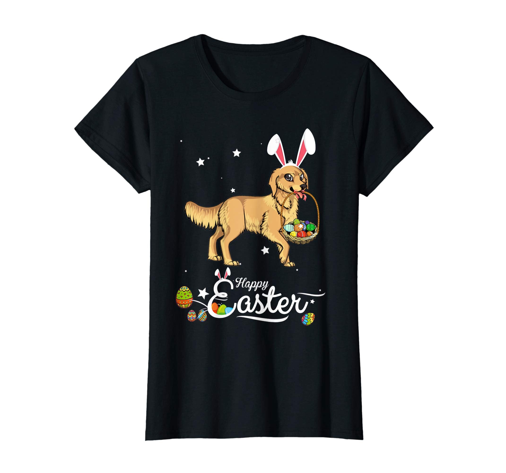 Golden Retriever Dog With Bunny Hat Easter Costume T Shirt