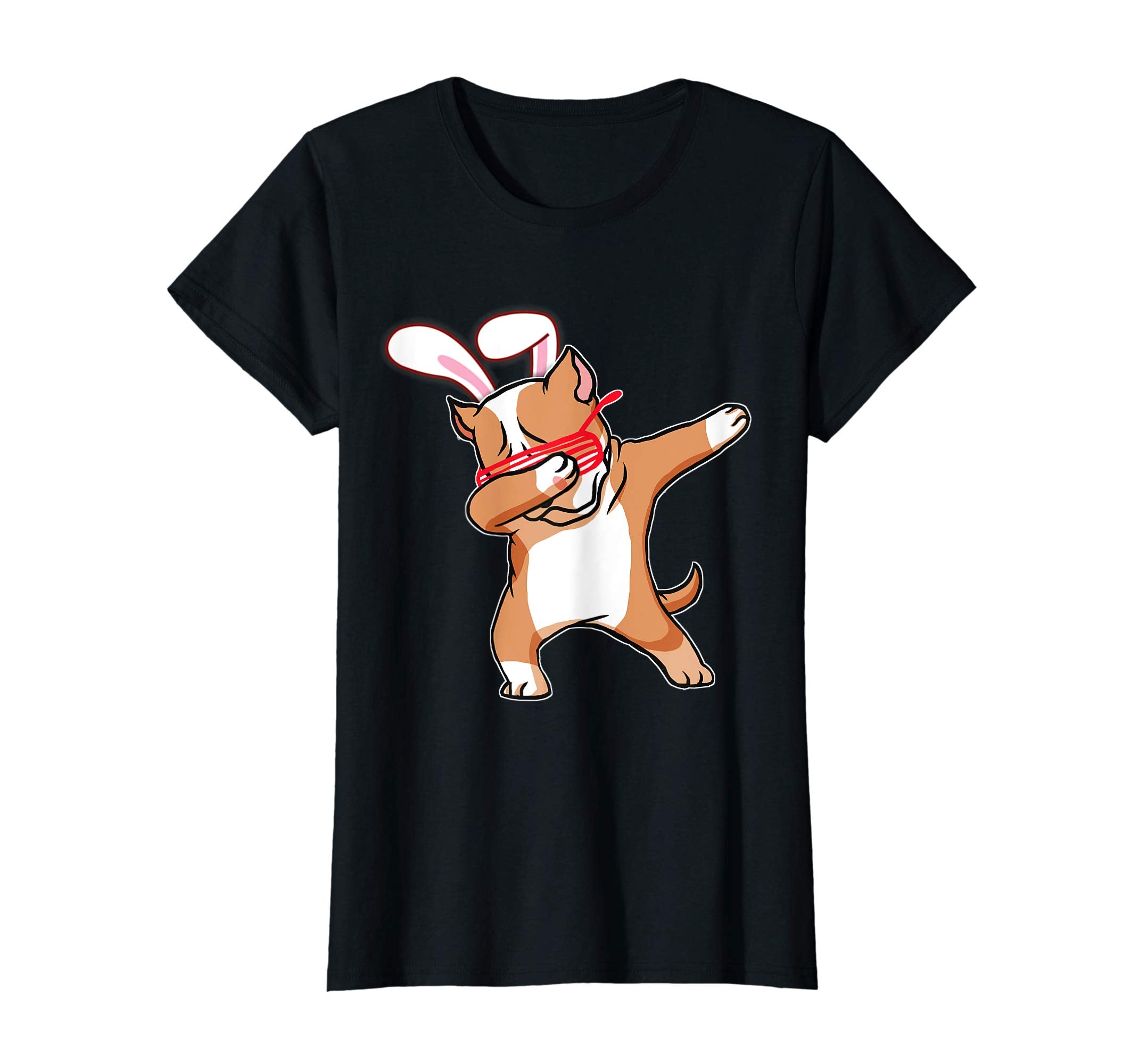 Easter Bunny Dabbing Pitbull Dog Tshirt Rabbit Ears Gift