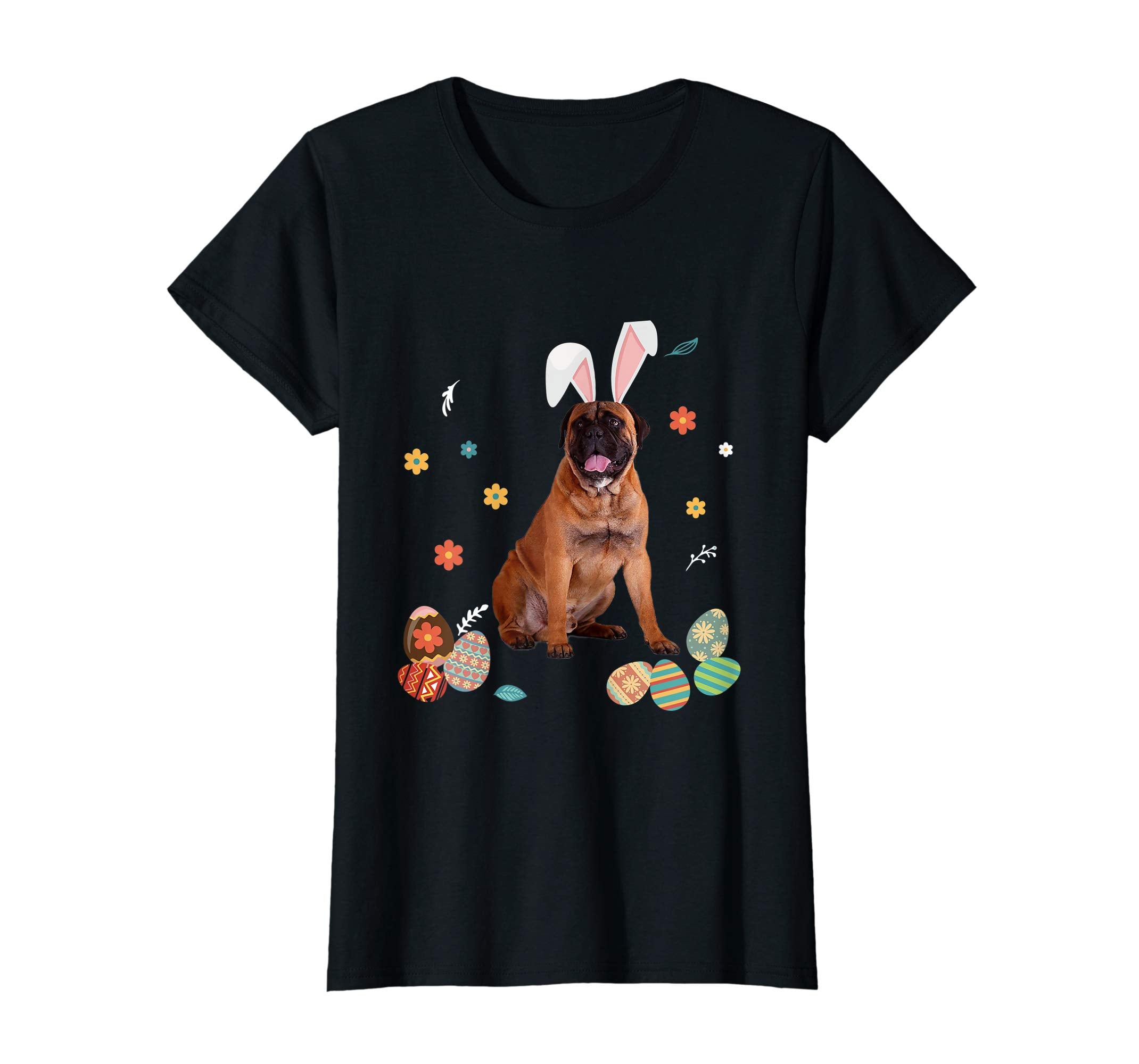 Bullmastiff Bunny Rabbit Happy Easter Day T-Shirt
