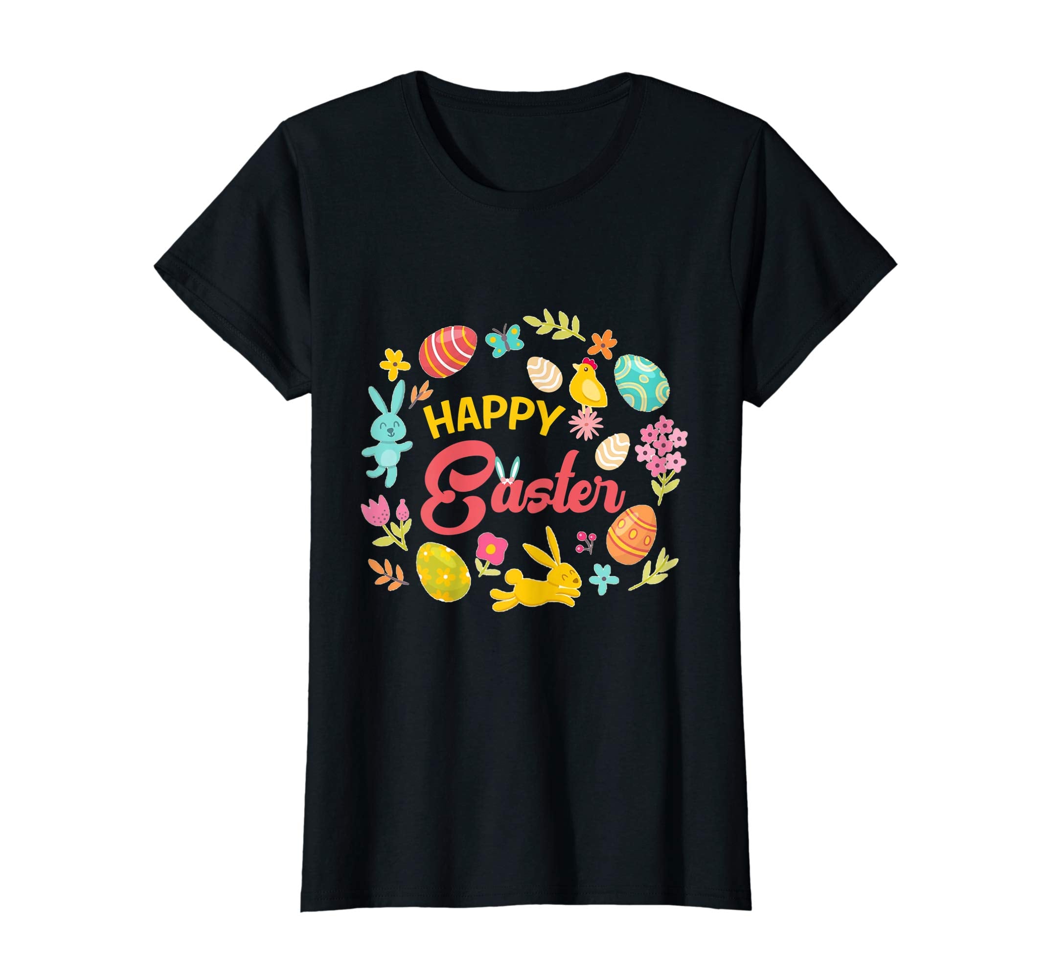 Happy Easter Bunny Tee T-Shirt With Easter Eggs Tee
