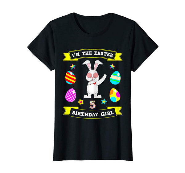 5 Year Old Easter Bunny 5th Birthday Girl Dabbing Tshirt