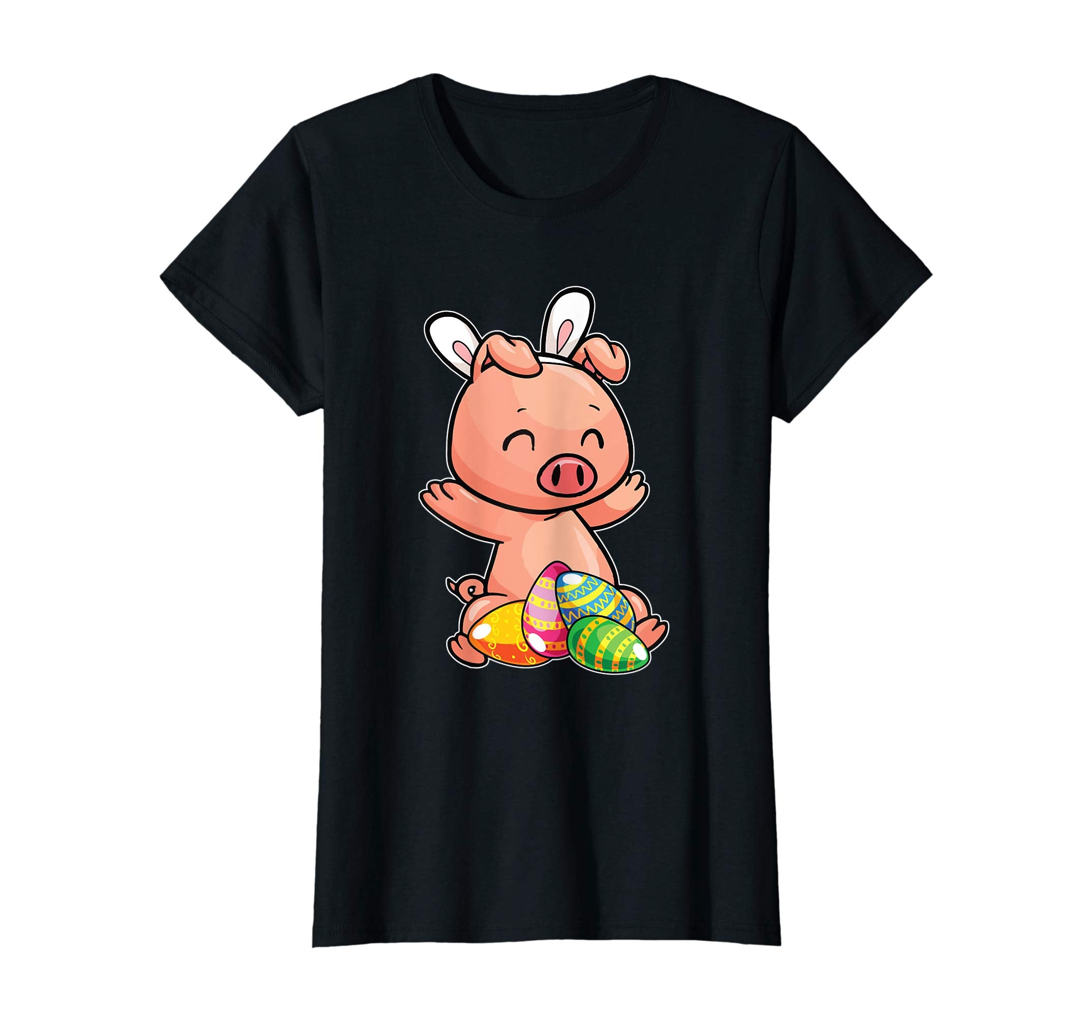 Pig And Bunny Rabbit Hat Funny Easter Eggs Gift T-Shirt
