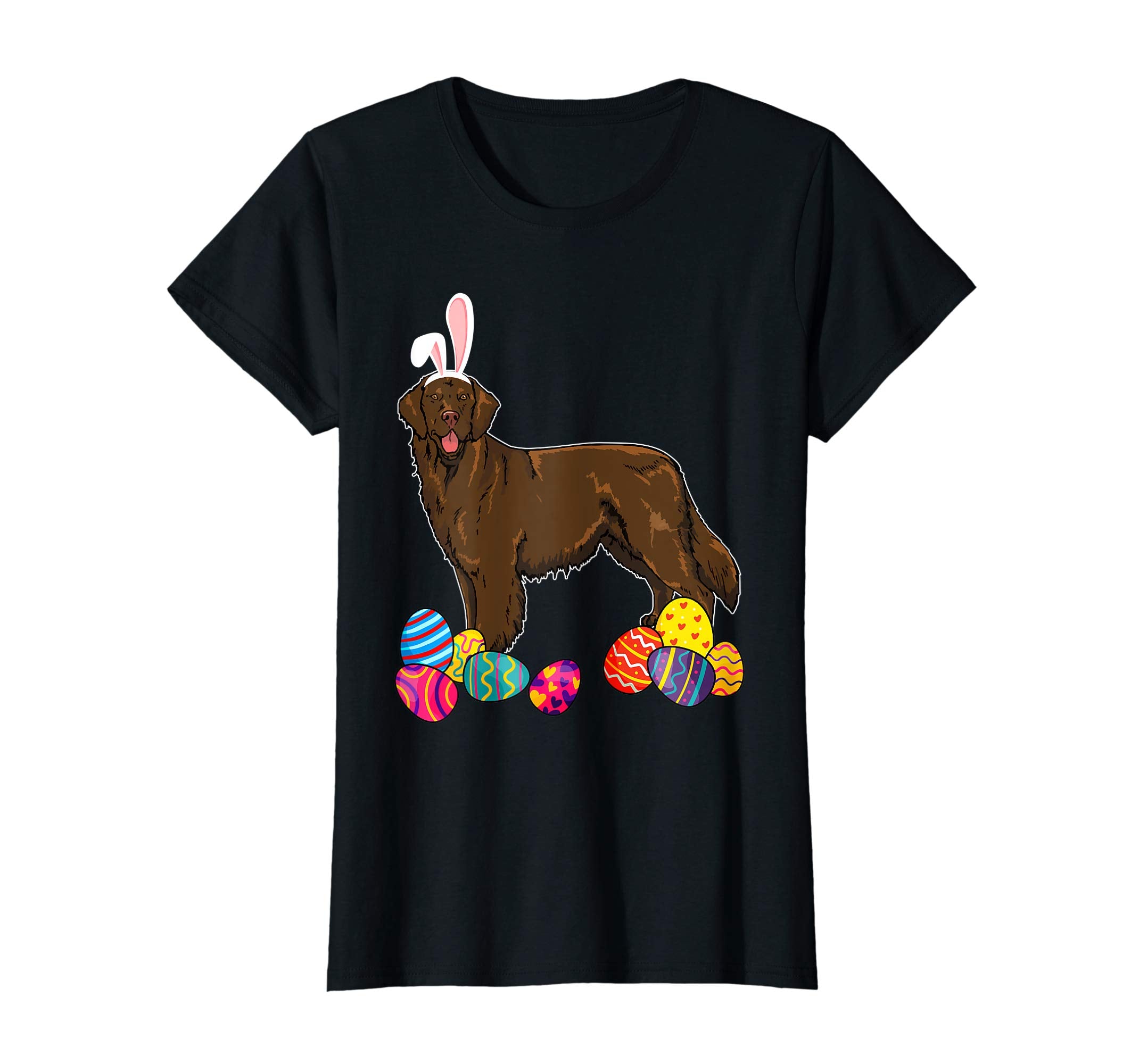 Flat Coated Bunny Ear With Egg Easter Easter Day Shirt