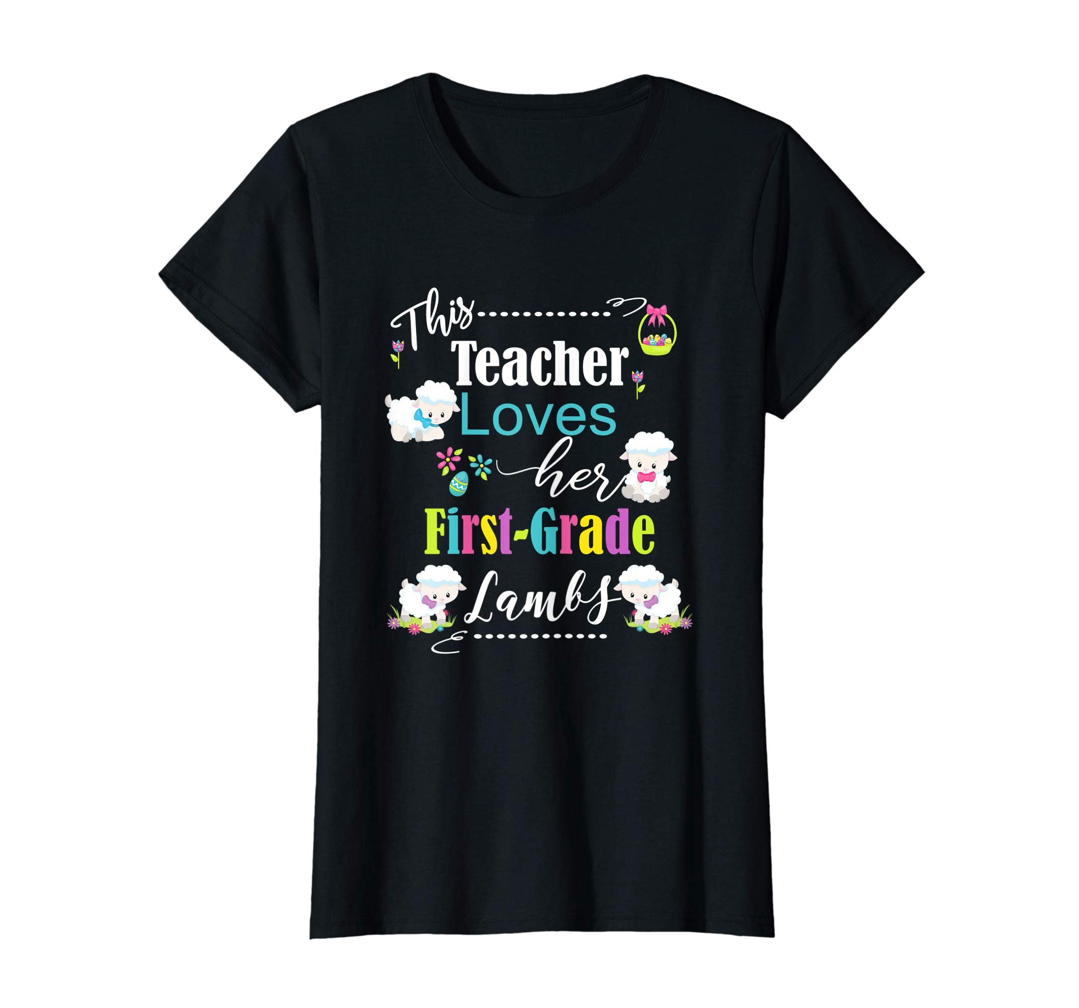 First Grade Teacher Easter School Shirt Cute Love My Lambs