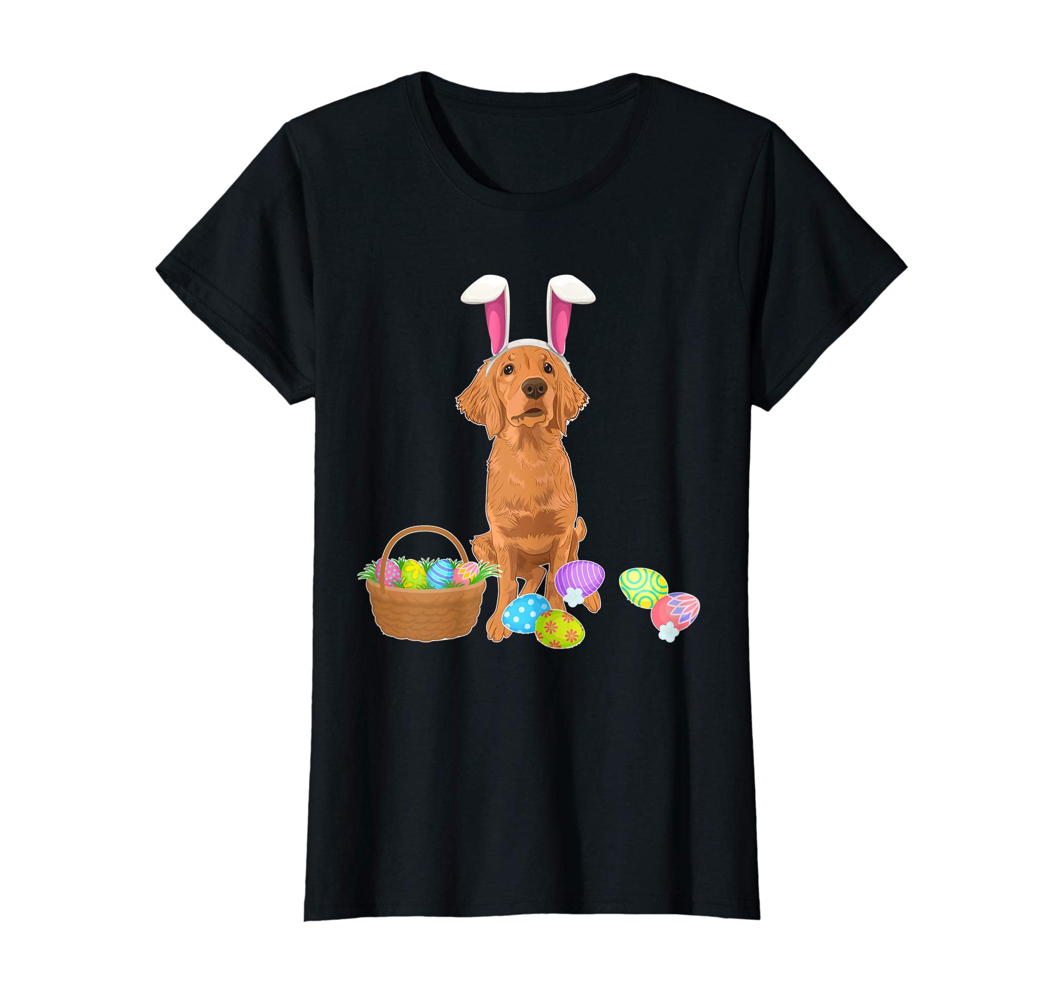 Golden Retriever Bunny Rabbit Hat Easter Eggs Happy Shirt