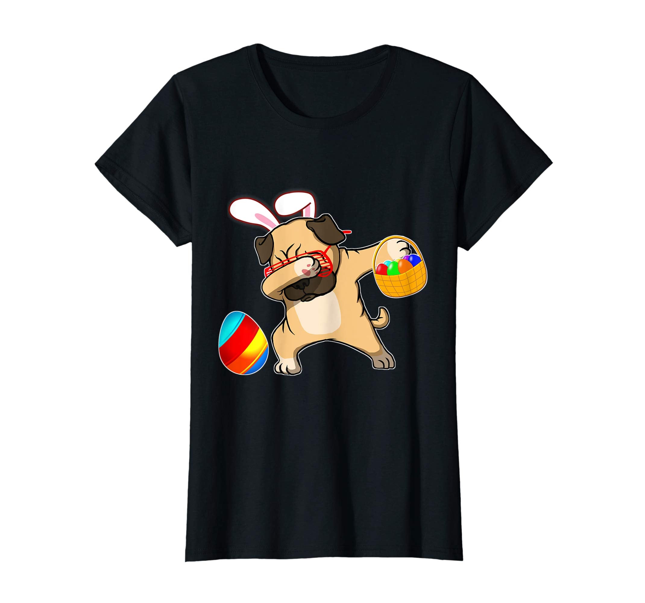 Easter Bunny Dabbing Pug Dog Tshirt Easter Egg Basket Gift